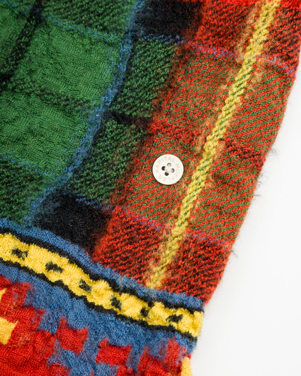 Kapital Fulling Wool Scarf (TARTAN CHECK BANDANA PATCH) - Yellow - Standard & Strange