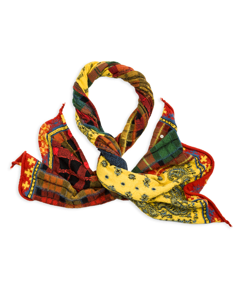 Kapital Fulling Wool Scarf (TARTAN CHECK BANDANA PATCH) - Yellow - Standard & Strange