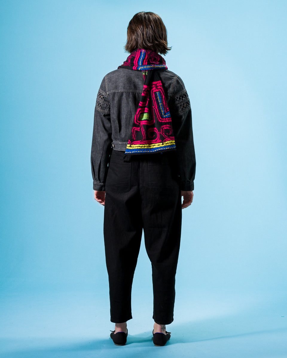 Kapital Fulling Wool HAPPY Scarf POP AINU - Black - Standard & Strange