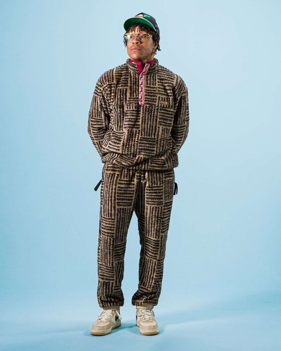 Kapital HACKSAW-BLOCK Fleece EASY Pants - Beige - Standard & Strange