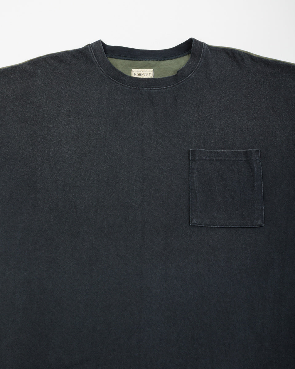 Kapital Jersey 2TONES BIG Pocket T (BONE) - Black x Khaki - Standard & Strange
