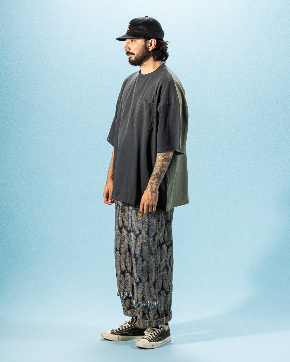 Kapital Jersey 2TONES BIG Pocket T (BONE) - Black x Khaki - Standard & Strange