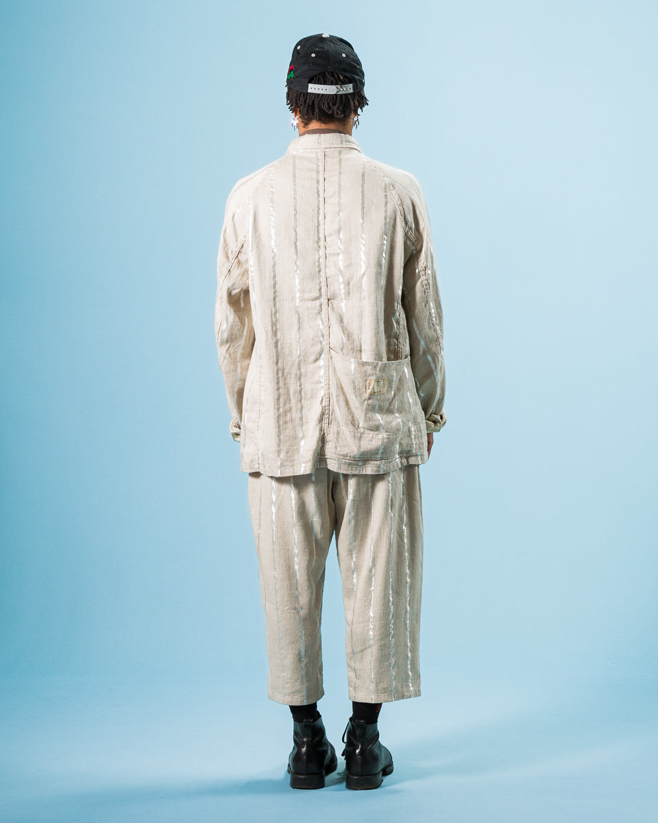 Kapital Linen Glitter PHILLIES Stripe CACTUS Coverall - Ecru - Standard & Strange