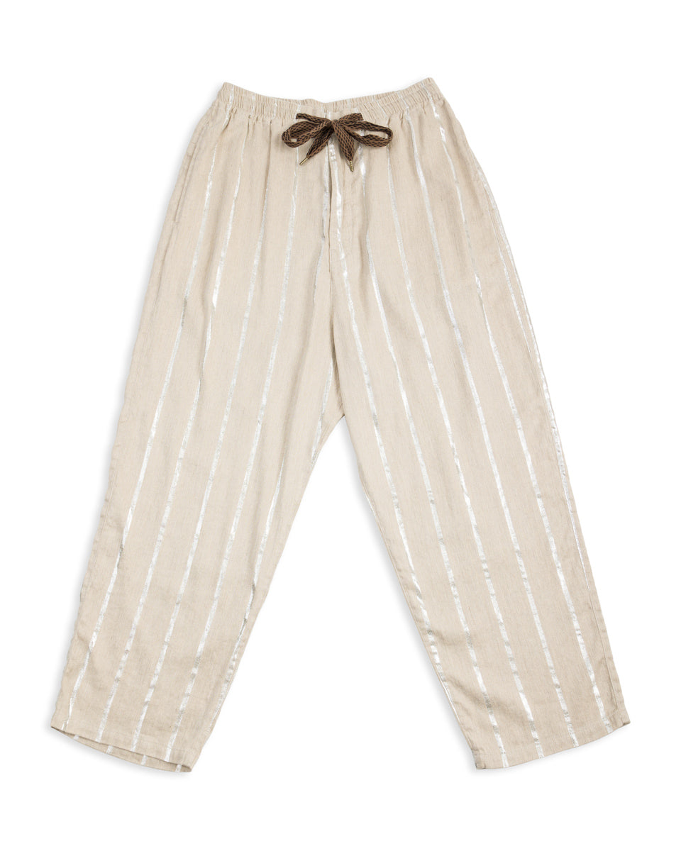 Kapital Linen Glitter PHILLIES Stripe EASY Pants - Ecru - Standard & Strange