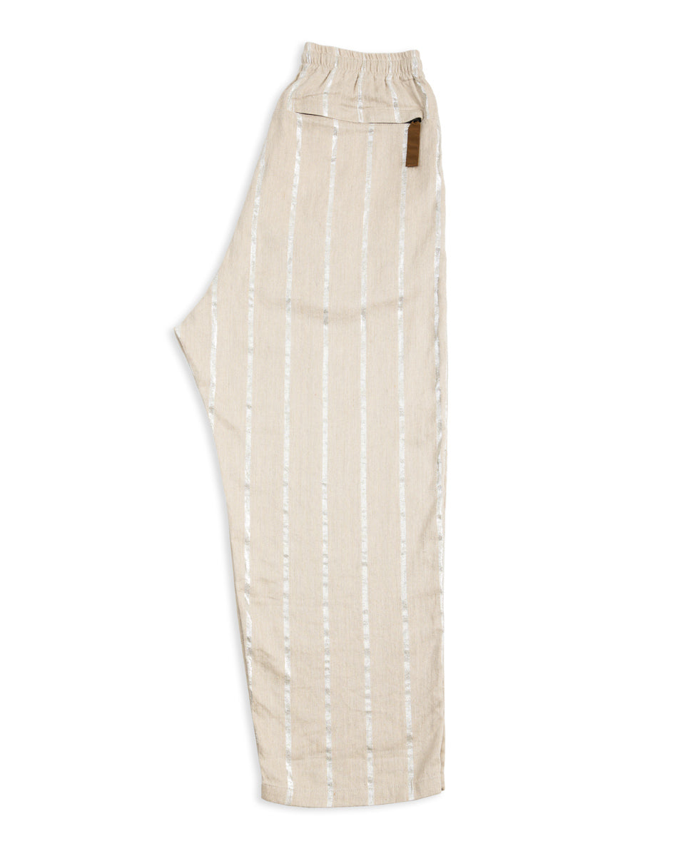 Kapital Linen Glitter PHILLIES Stripe EASY Pants - Ecru - Standard & Strange