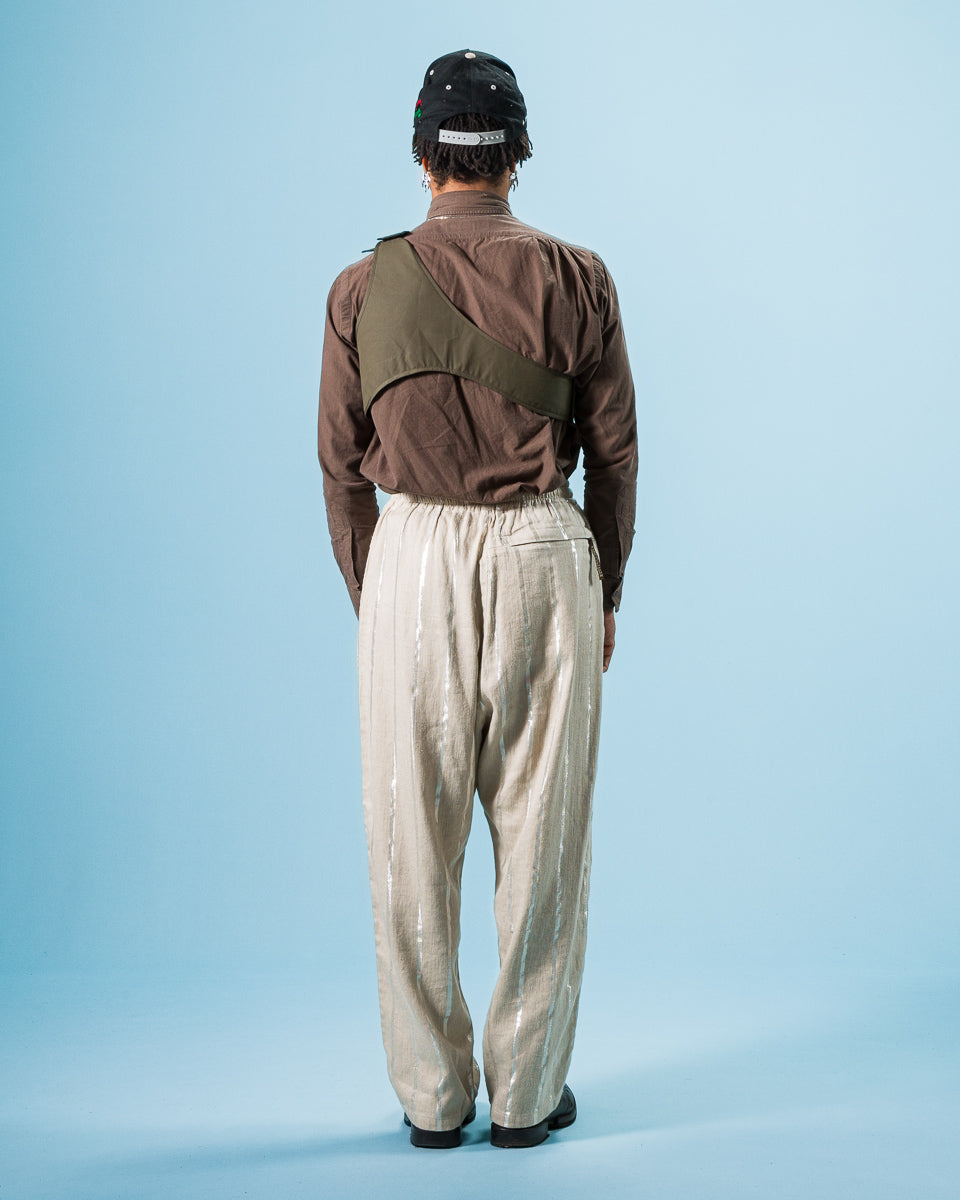 Kapital Linen Glitter PHILLIES Stripe EASY Pants - Ecru - Standard & Strange