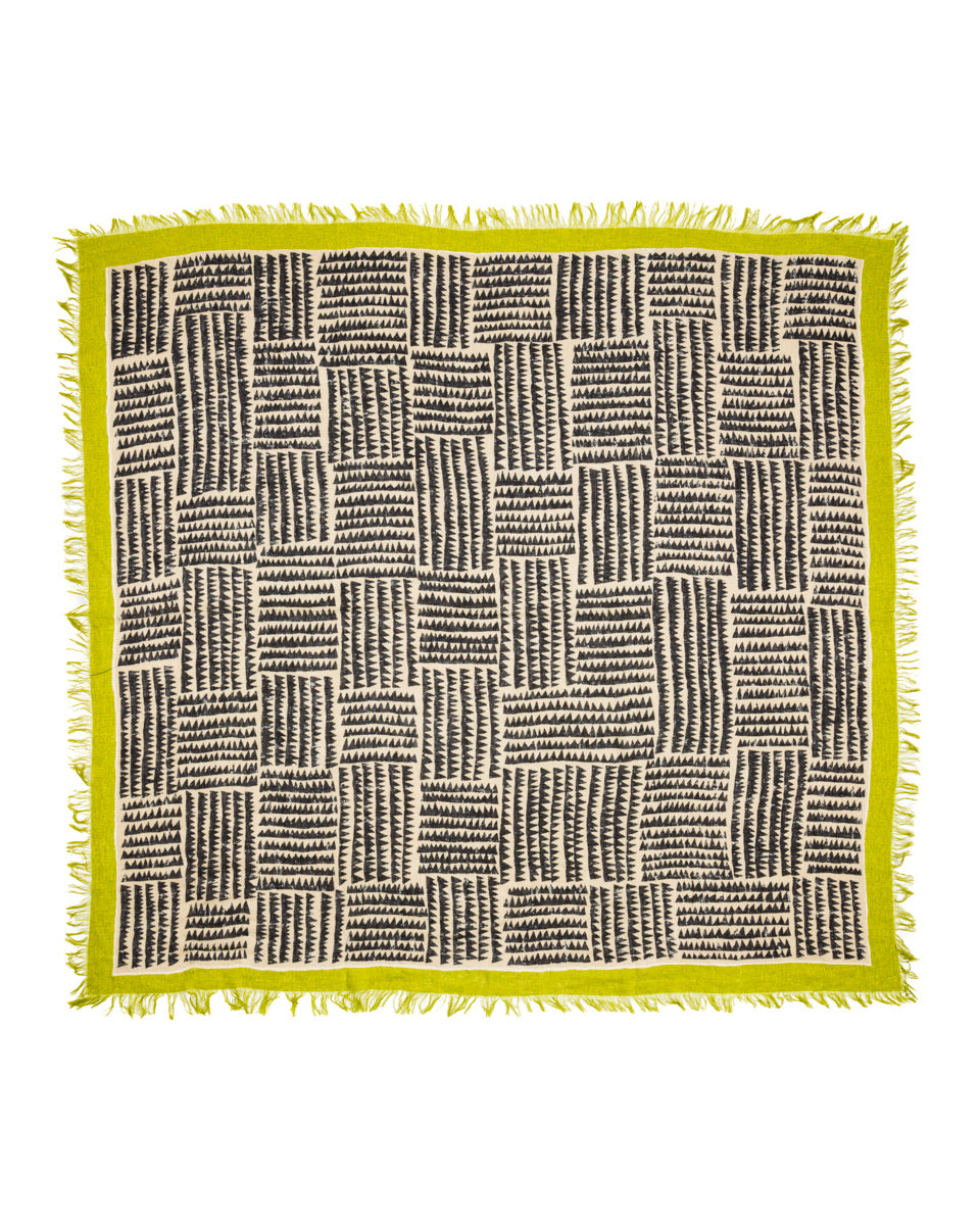 Kapital Rayon Fringe Stole (HACKSAW-BLOCK) - LightGreen - Standard & Strange