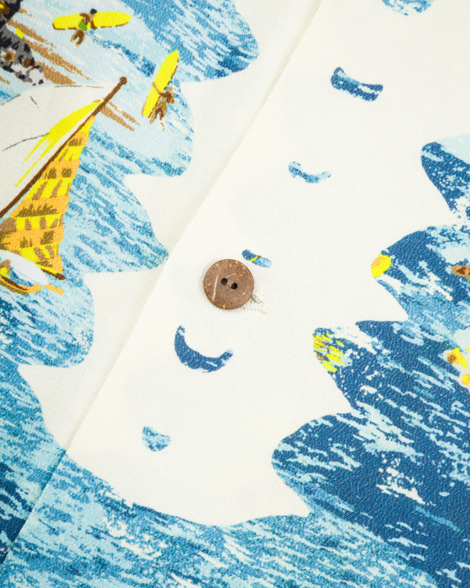 Kapital Rayon KAMEHAMEHA BONE Aloha Shirt - Blue - Standard & Strange