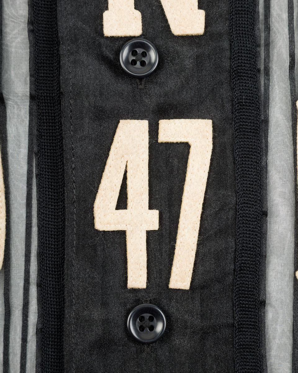 Kapital Sheer Stripe GREAT KOUNTRY Baseball Shirt - Black F - Standard & Strange