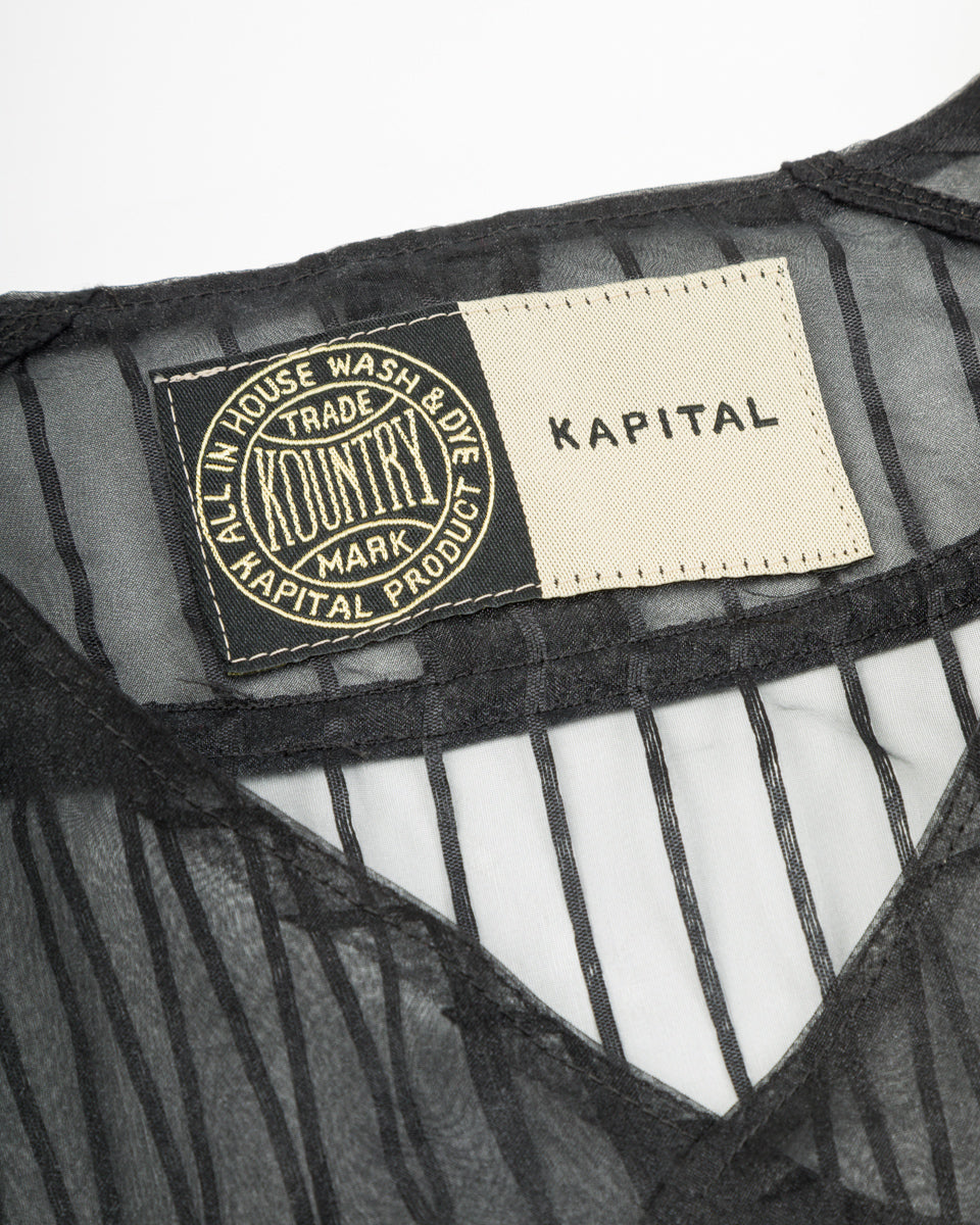 Kapital Sheer Stripe GREAT KOUNTRY Baseball Shirt - Black F - Standard & Strange