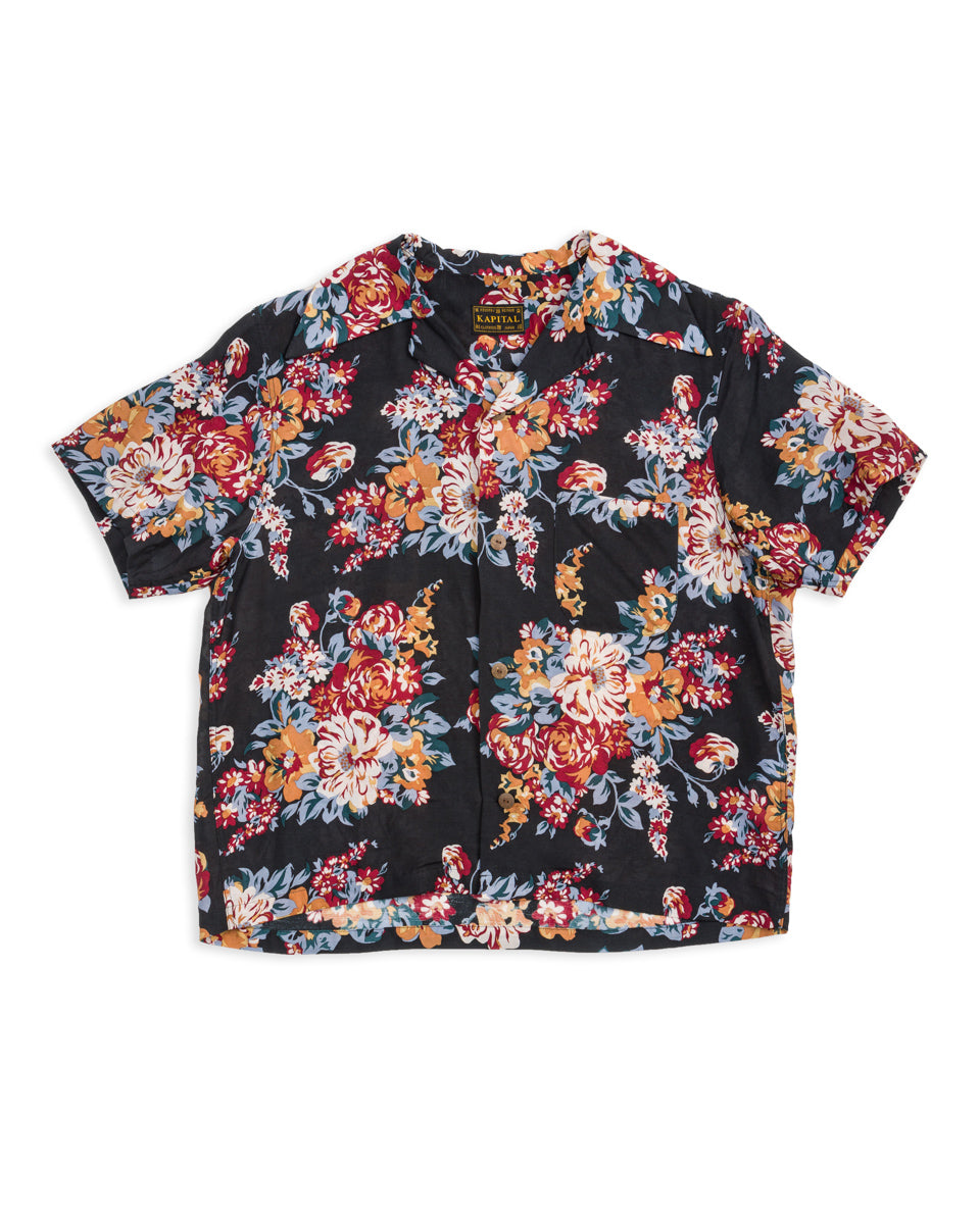 Kapital Silk Rayon CHAMPETRE MARIA WRANGLE Collar Aloha Shirt(Ladies) - Black 1 - Standard & Strange