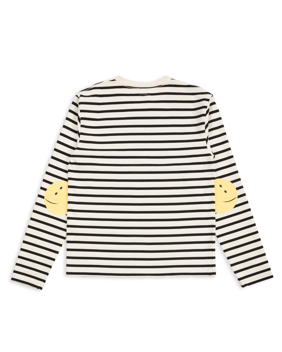 Kapital Stripe Jersey Crew Long Sleeve T (PROFILE RAINBOWY Patch) - Ecru x Black - Standard & Strange