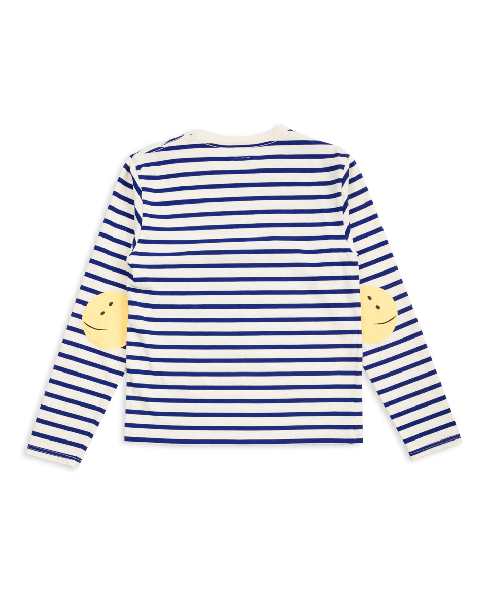 Kapital Stripe Jersey Crew Long Sleeve T (PROFILE RAINBOWY Patch) - Ecru x Blue - Standard & Strange