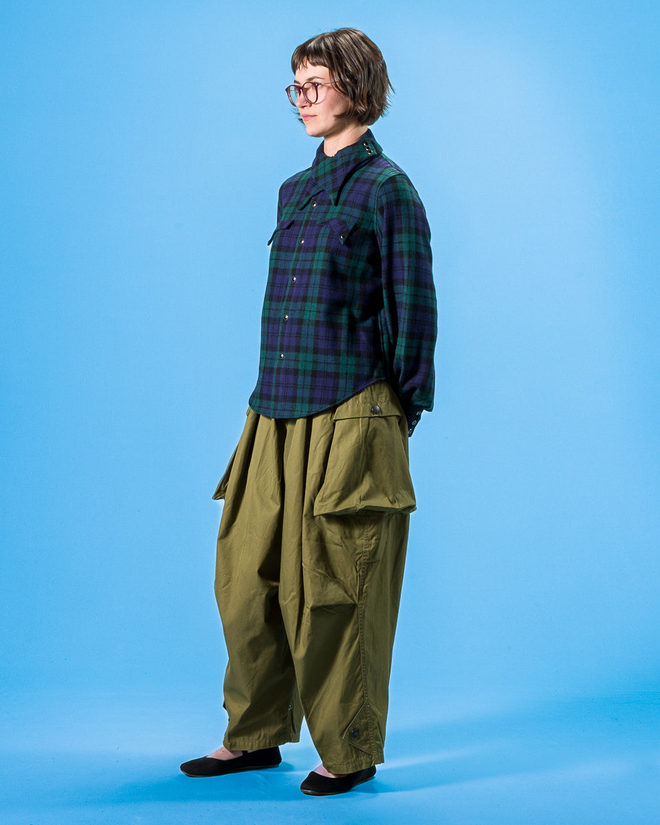 Kapital Tartan Check Layered Collar OPERA Western Shirt - BlackWatch - Standard & Strange