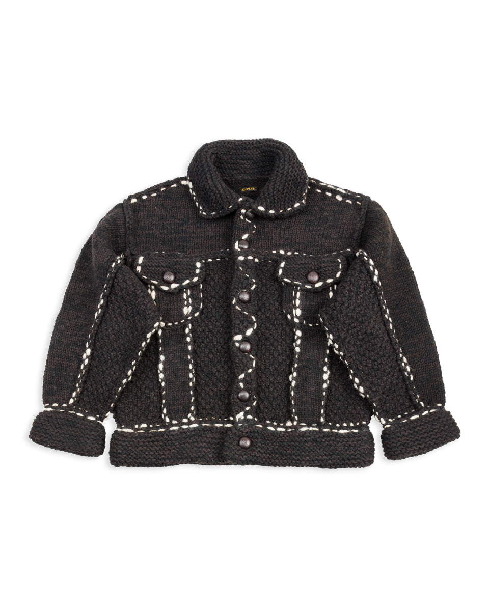 Kapital Wool Hand Knit Cowichan G-Jacke - Black F - Standard & Strange