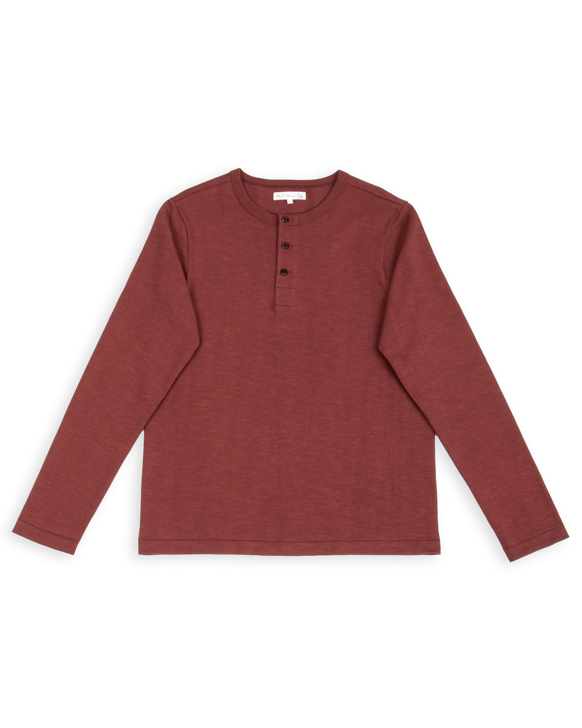 2S08 Loopwheeled Relaxed Fit Heavyweight L/S Henley - Burgundy