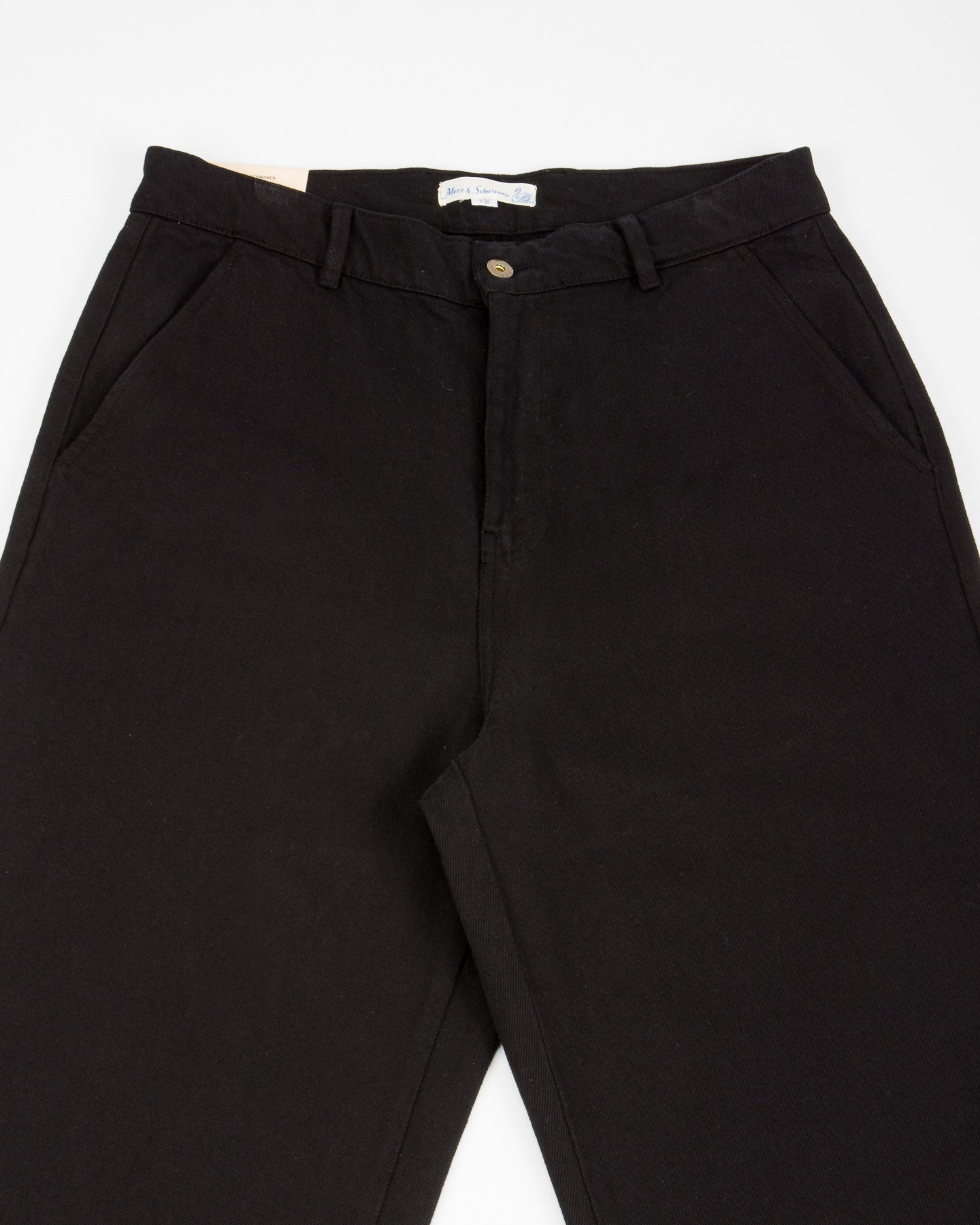 Merz b. Schwanen 1940s Wide Leg Chino - Deep Black Cotton Twill - Standard & Strange