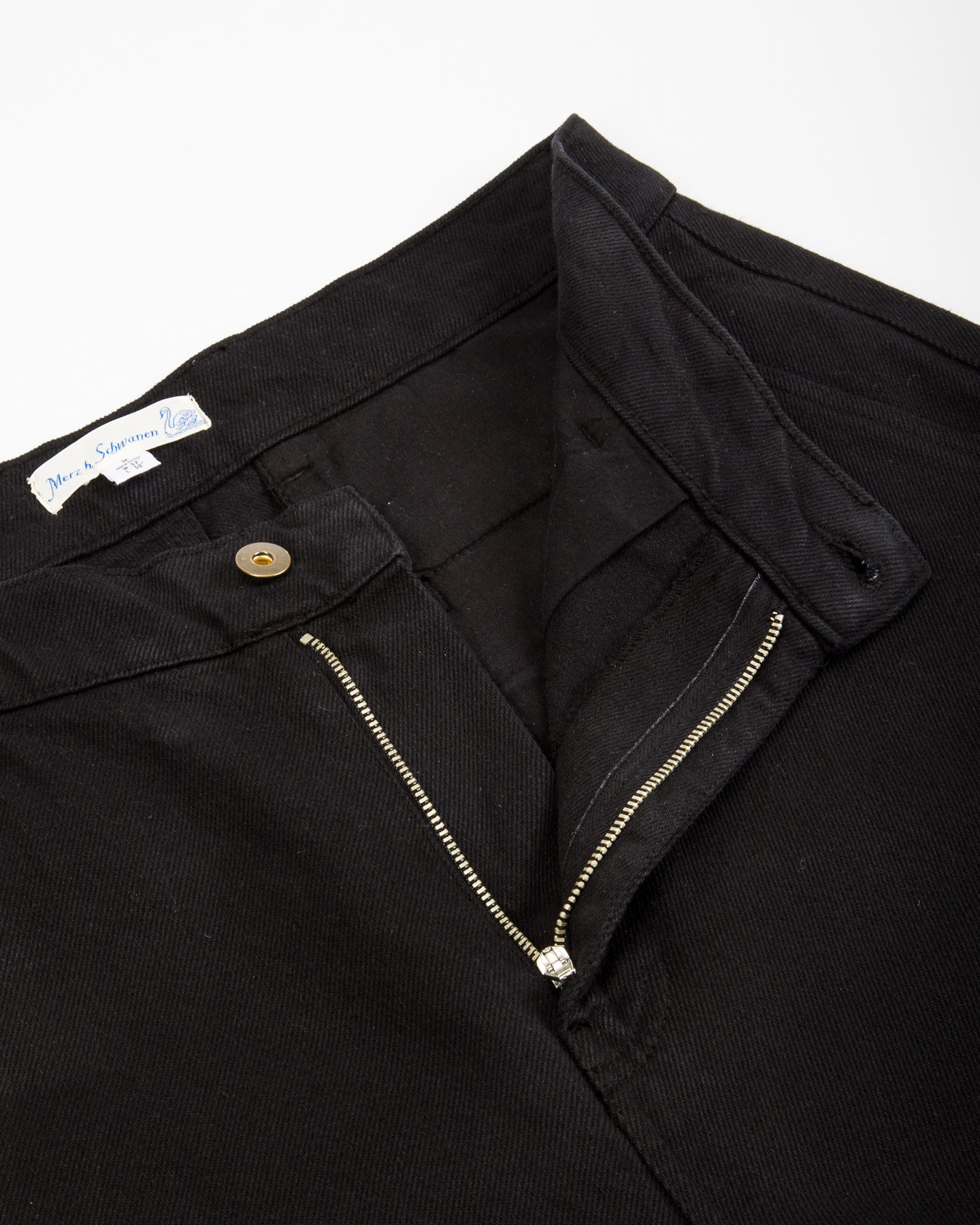 Merz b. Schwanen 1940s Wide Leg Chino - Deep Black Cotton Twill - Standard & Strange