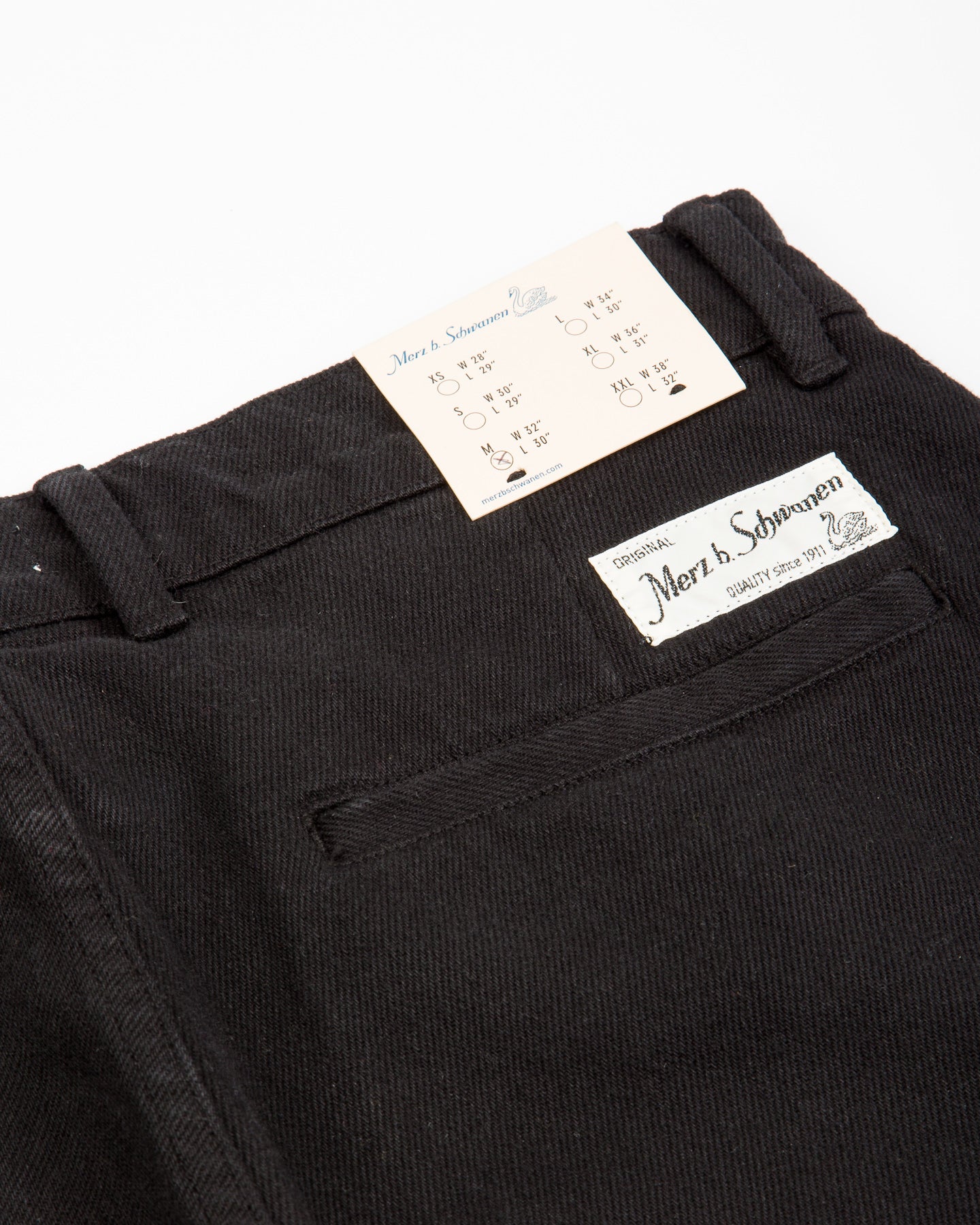 Merz b. Schwanen 1940s Wide Leg Chino - Deep Black Cotton Twill - Standard & Strange