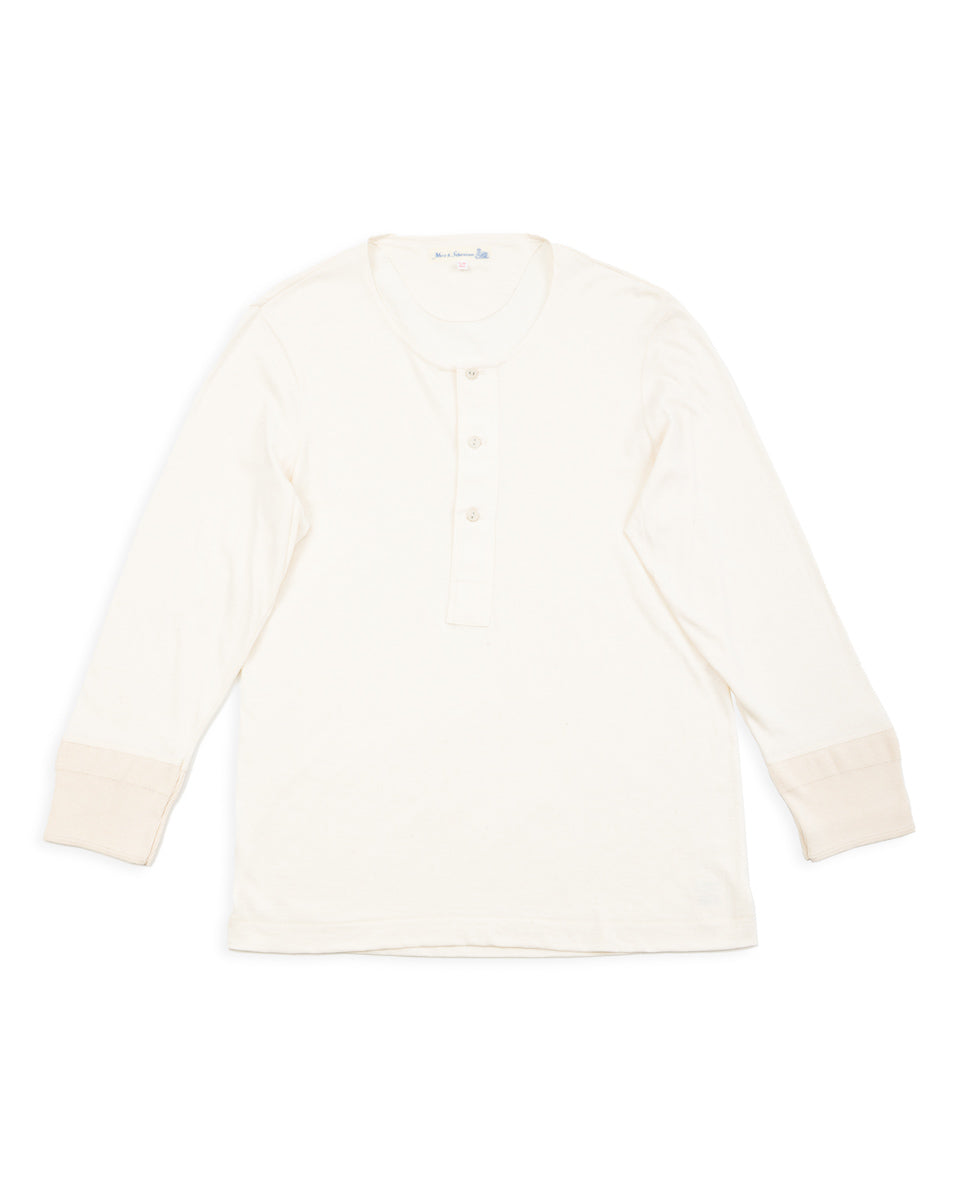Merz b. Schwanen 101 Loopwheeled 4.6 oz 3/4 Sleeve Henley - Nature - Standard & Strange