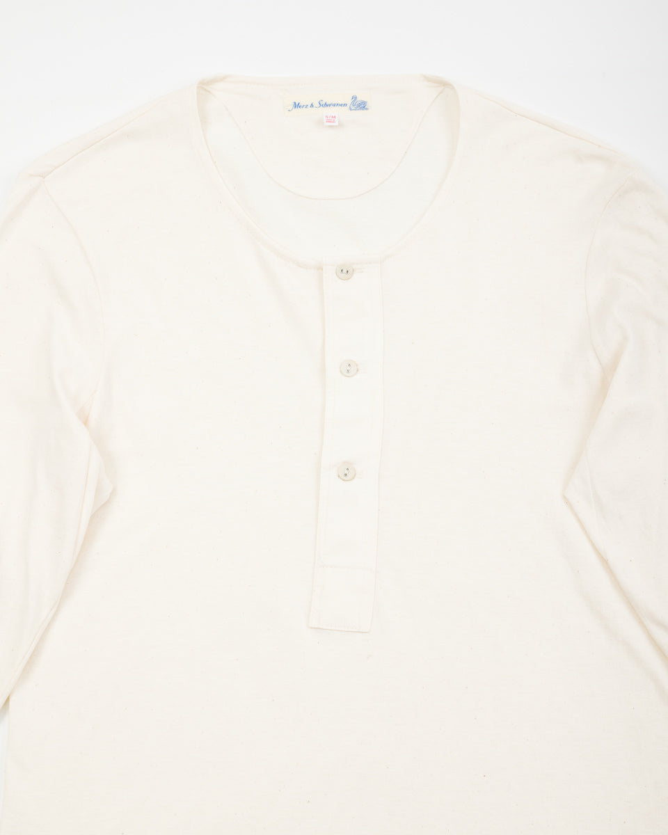 Merz b. Schwanen 101 Loopwheeled 4.6 oz 3/4 Sleeve Henley - Nature - Standard & Strange