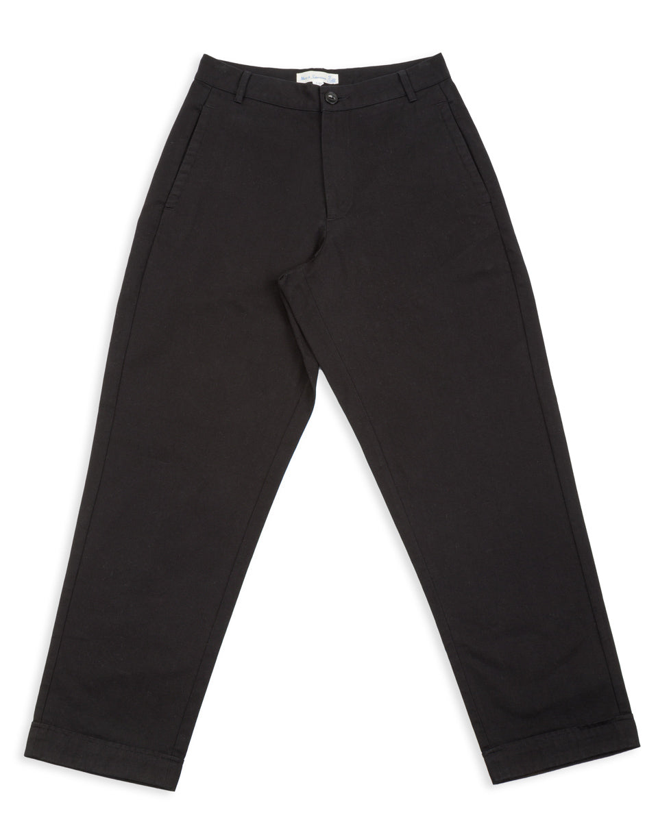 Merz b. Schwanen Good Basics Women's Relaxed Fit Pants - Deep Black Cotton Twill - Standard & Strange