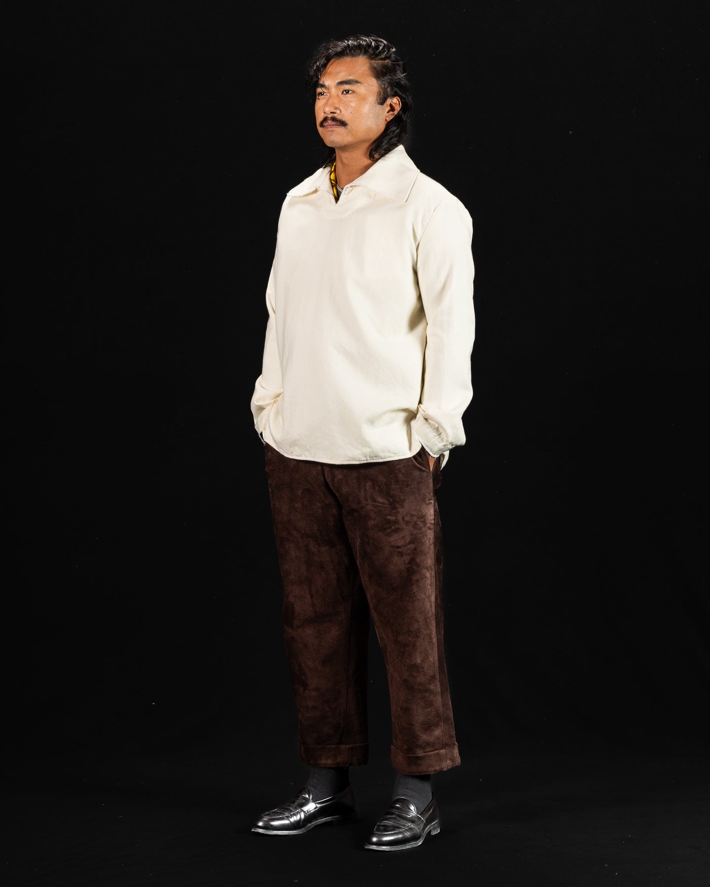 Monad London Newman P/O Shirt - White Botany Serge Wool - Standard & Strange