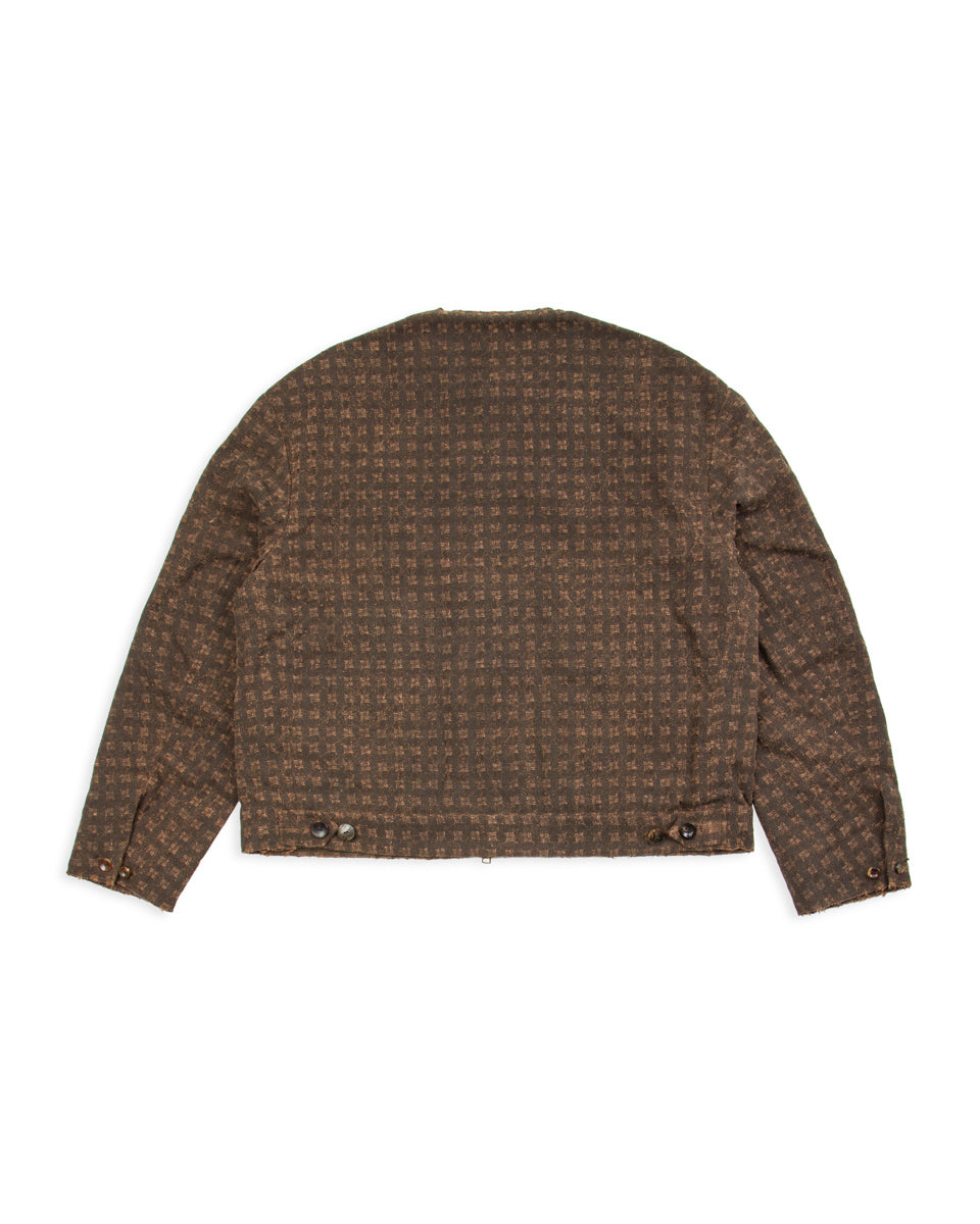 Monad London Collarless Rouach Jacket - Mud Dyed Tussah Silk Brown - Standard & Strange