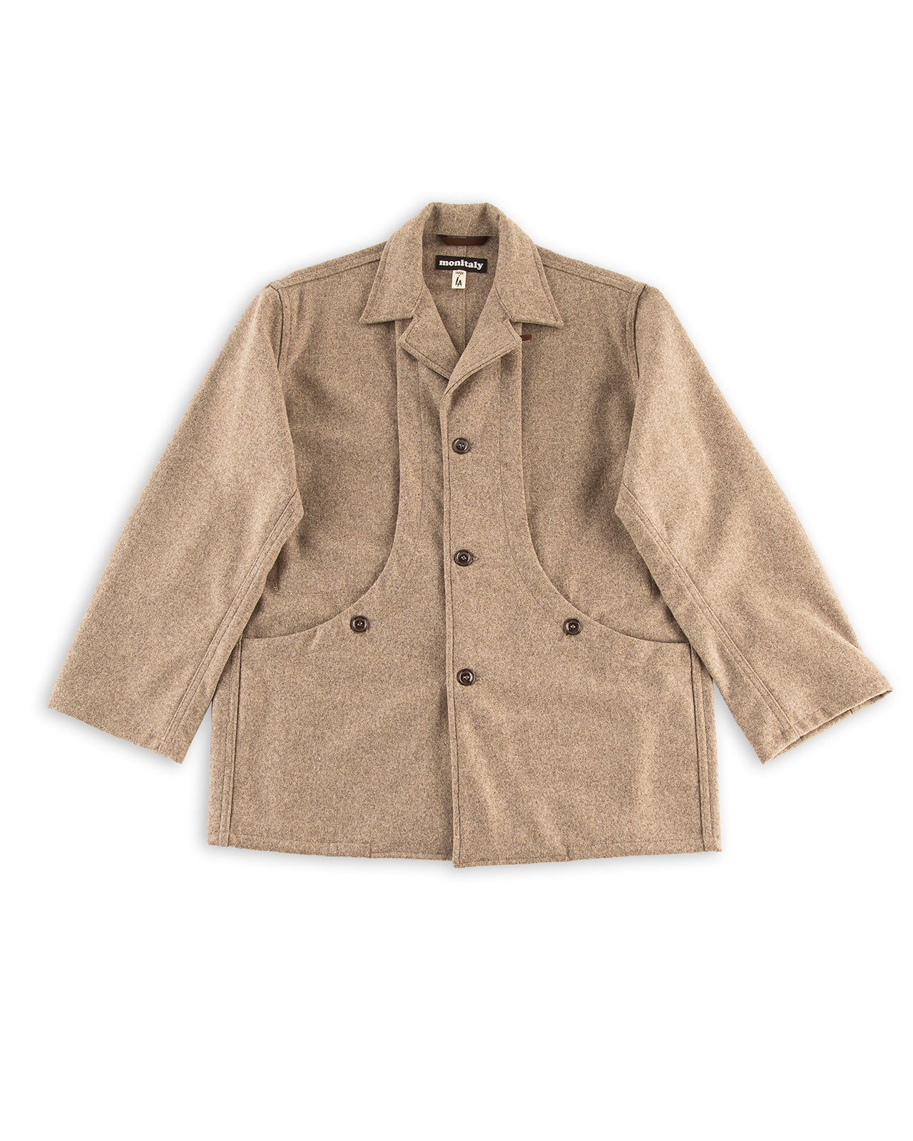 Monitaly Harvester Jacket Beige Melange Wool Flannel – Standard