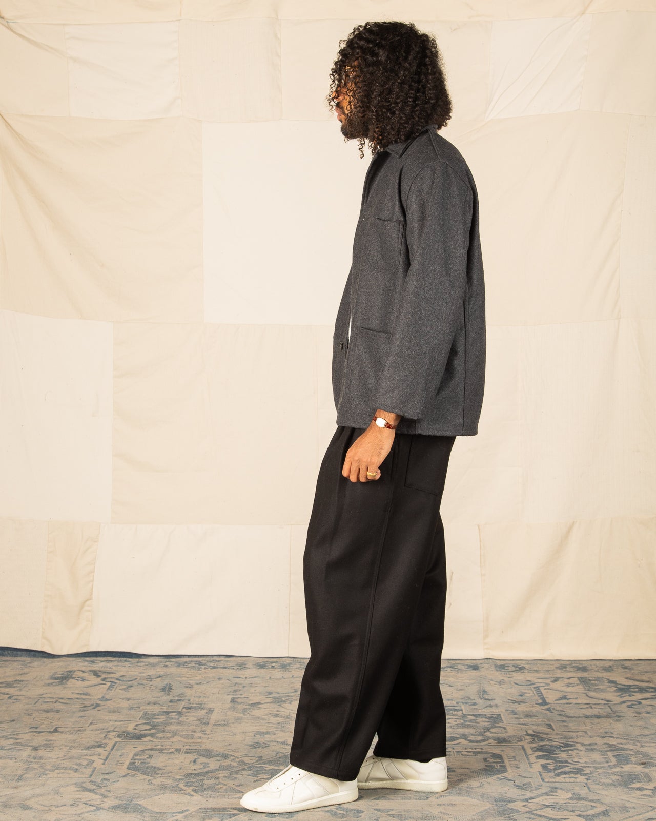 Monitaly Italian Jail Jacket - Charcoal Melange Wool Flannel - Standard & Strange