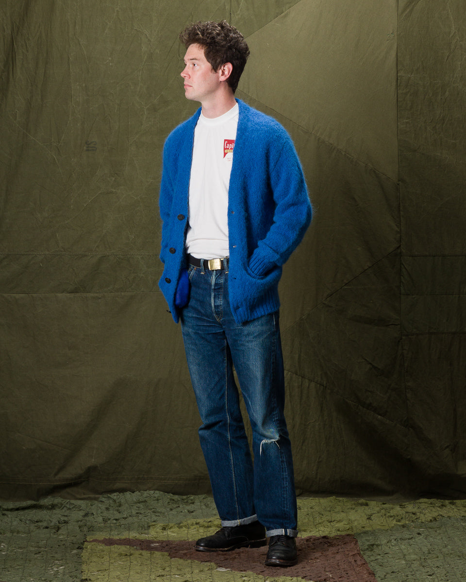 Monitaly Shaggy Alpaguan Cardigan - Blue - Standard & Strange