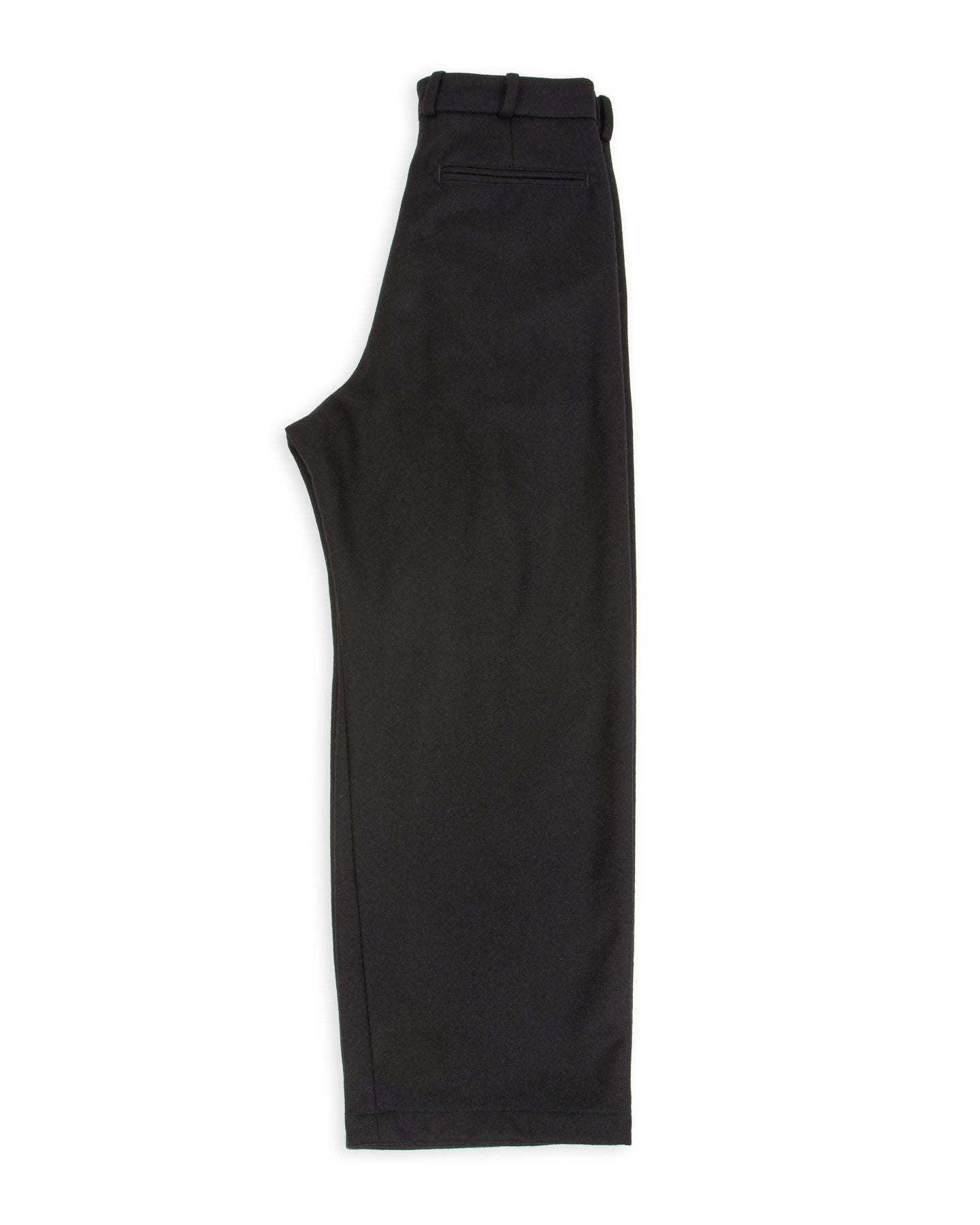 Monitaly Triple Tuck Wide Pants - Solid Black Wool Flannel - Standard & Strange
