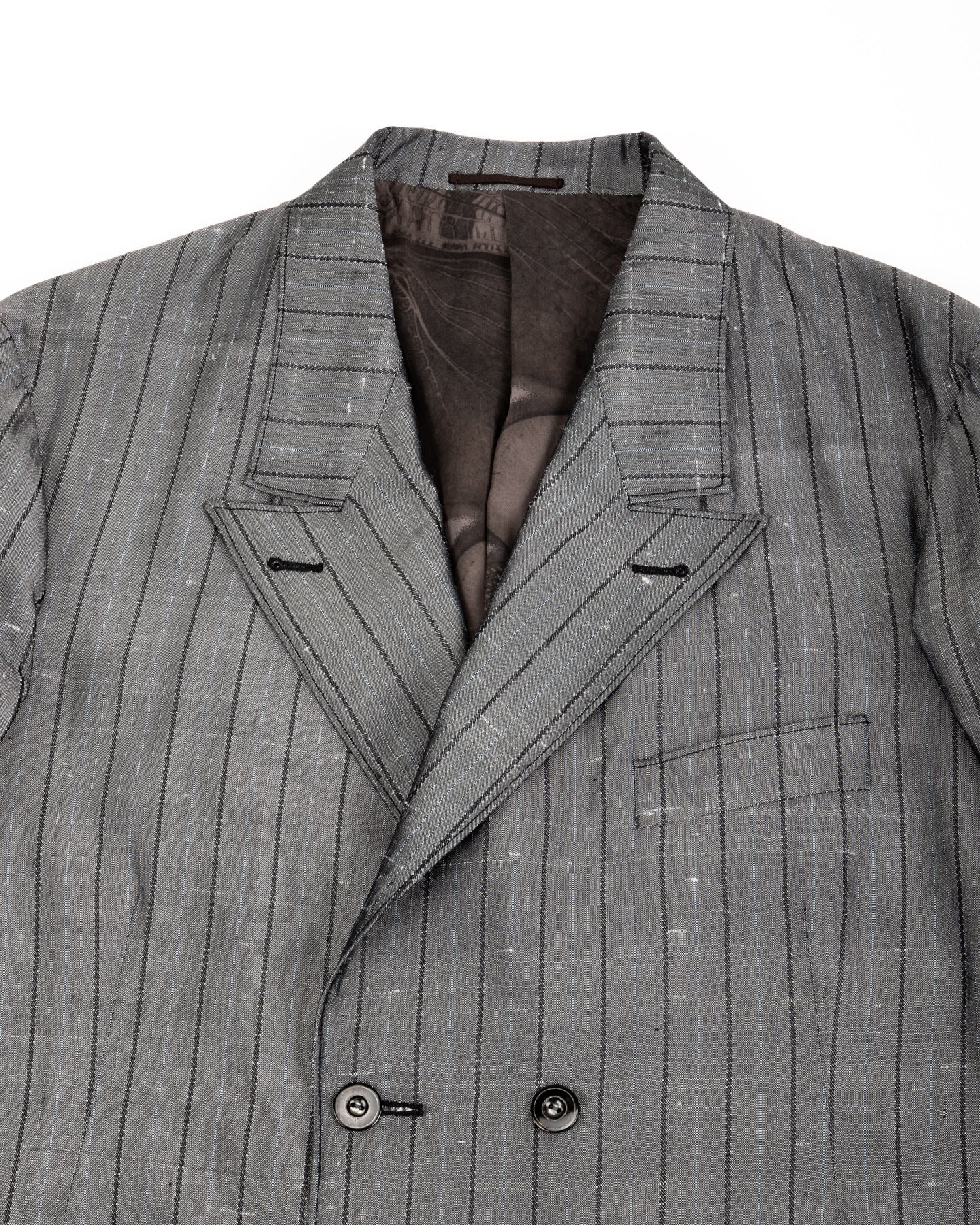 Burokrat Jacket - Grey Melange Stripe Vintage Dupioni