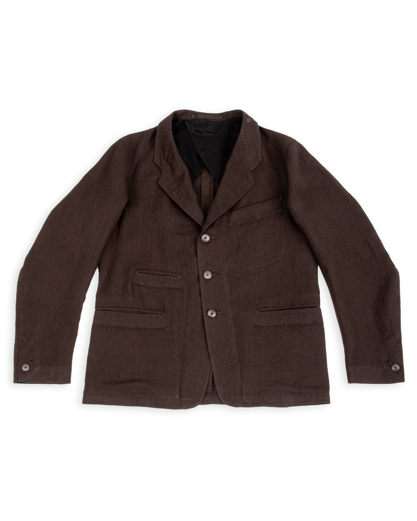 Continental Sack Jacket - Espresso Wool Linen Crepe
