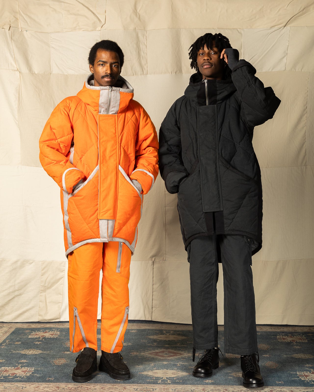 MotivMfg Lander Down Coat - Lava Halley Stevenson "Military Finish" Waxed Cotton - Standard & Strange