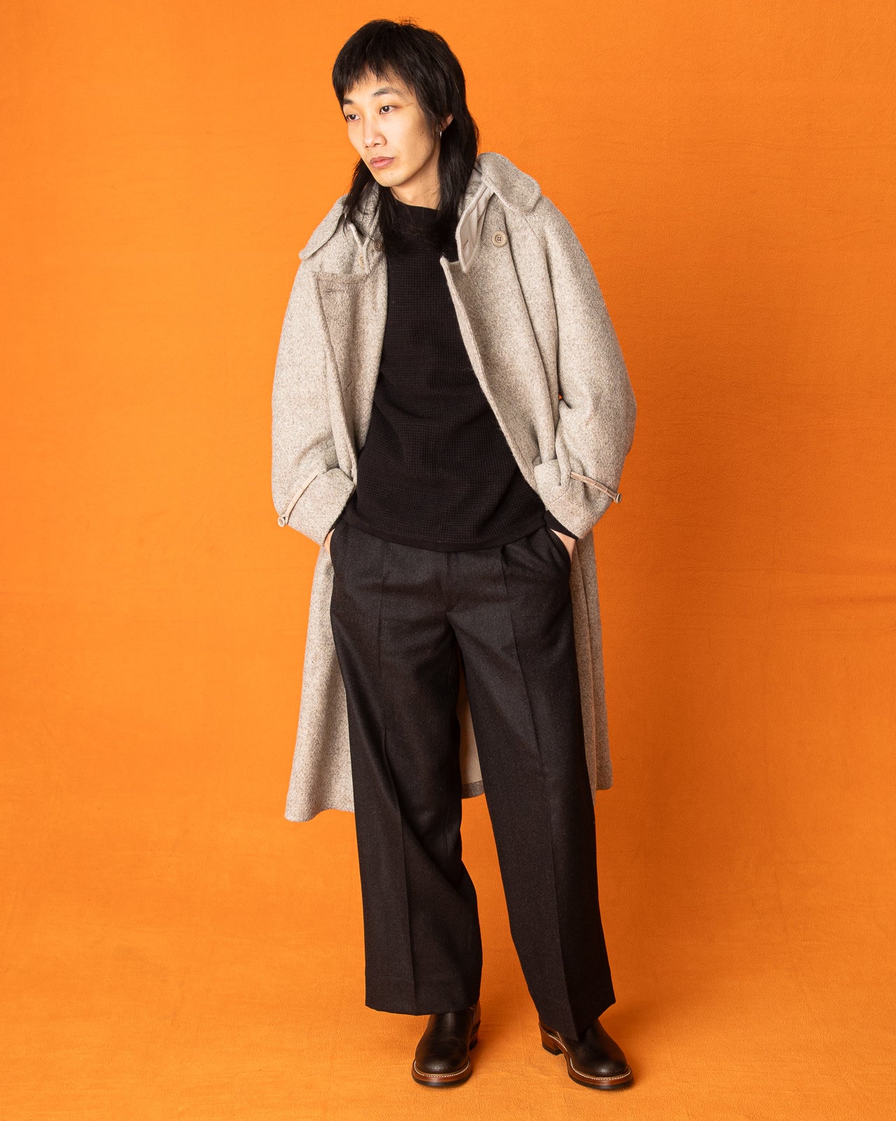 MotivMfg Mandarin Coat - Ecru Undyed Wool - Standard & Strange
