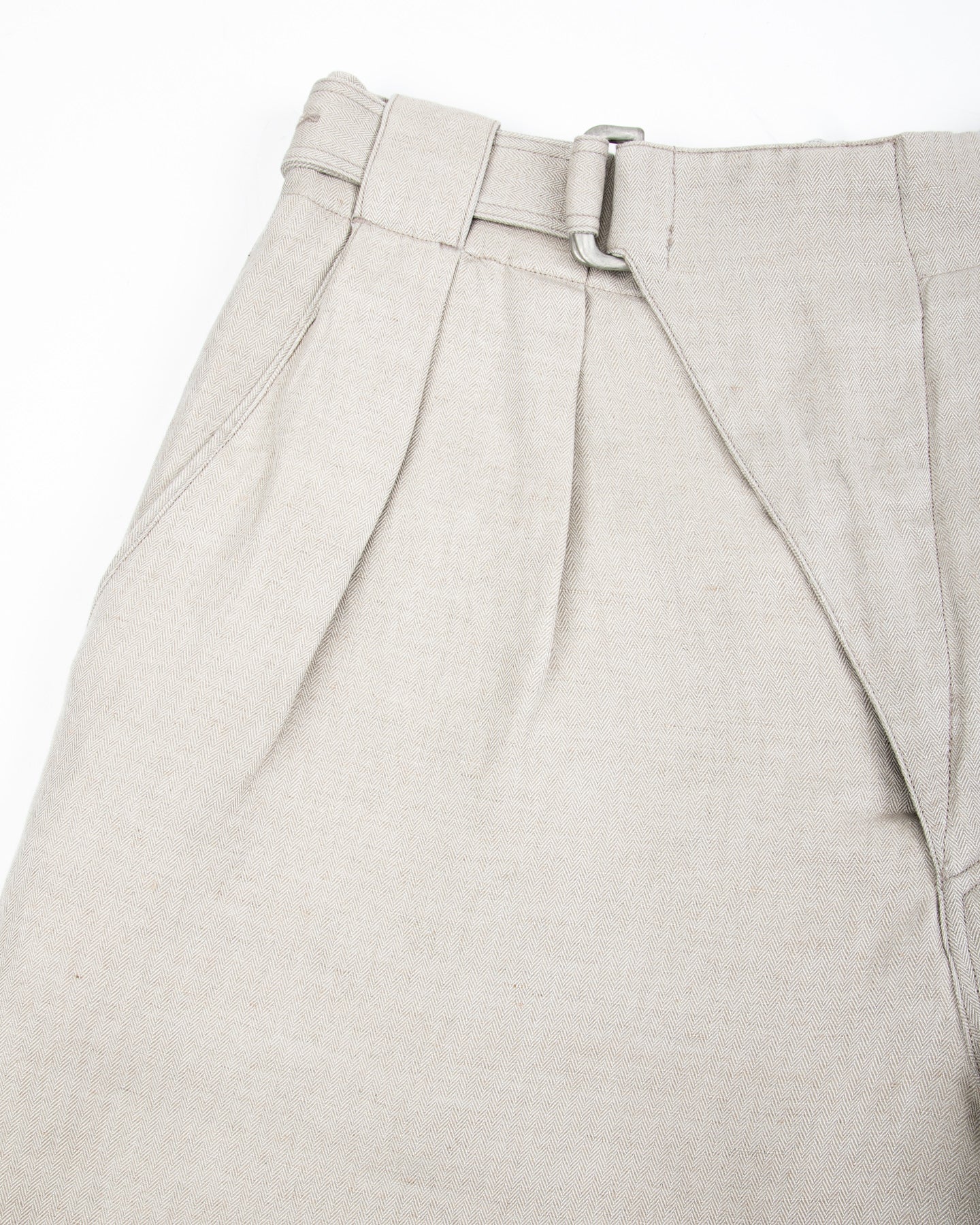 Oblique Shorts - Natural Silk Linen Fine HBT