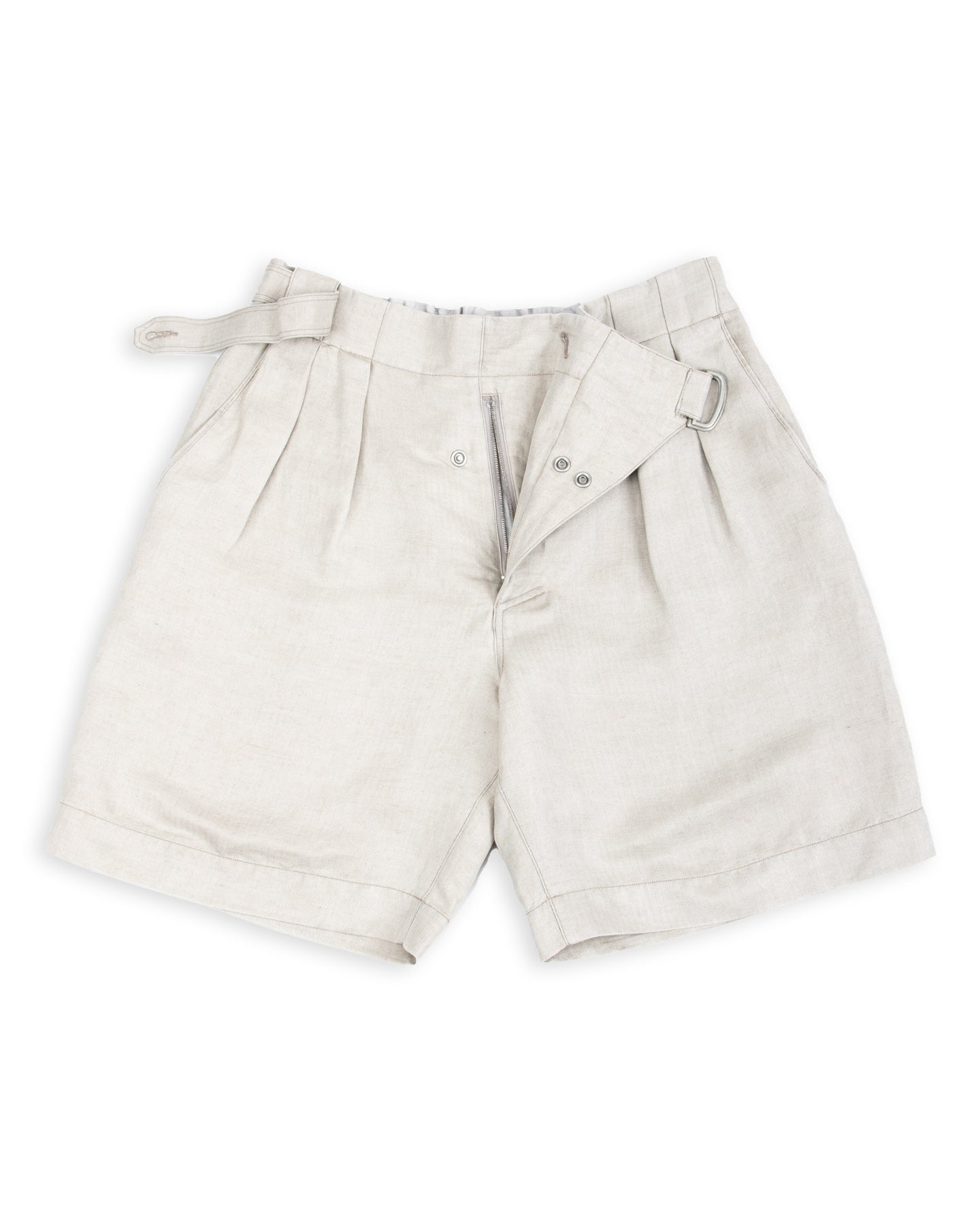 Oblique Shorts - Natural Silk Linen Fine HBT