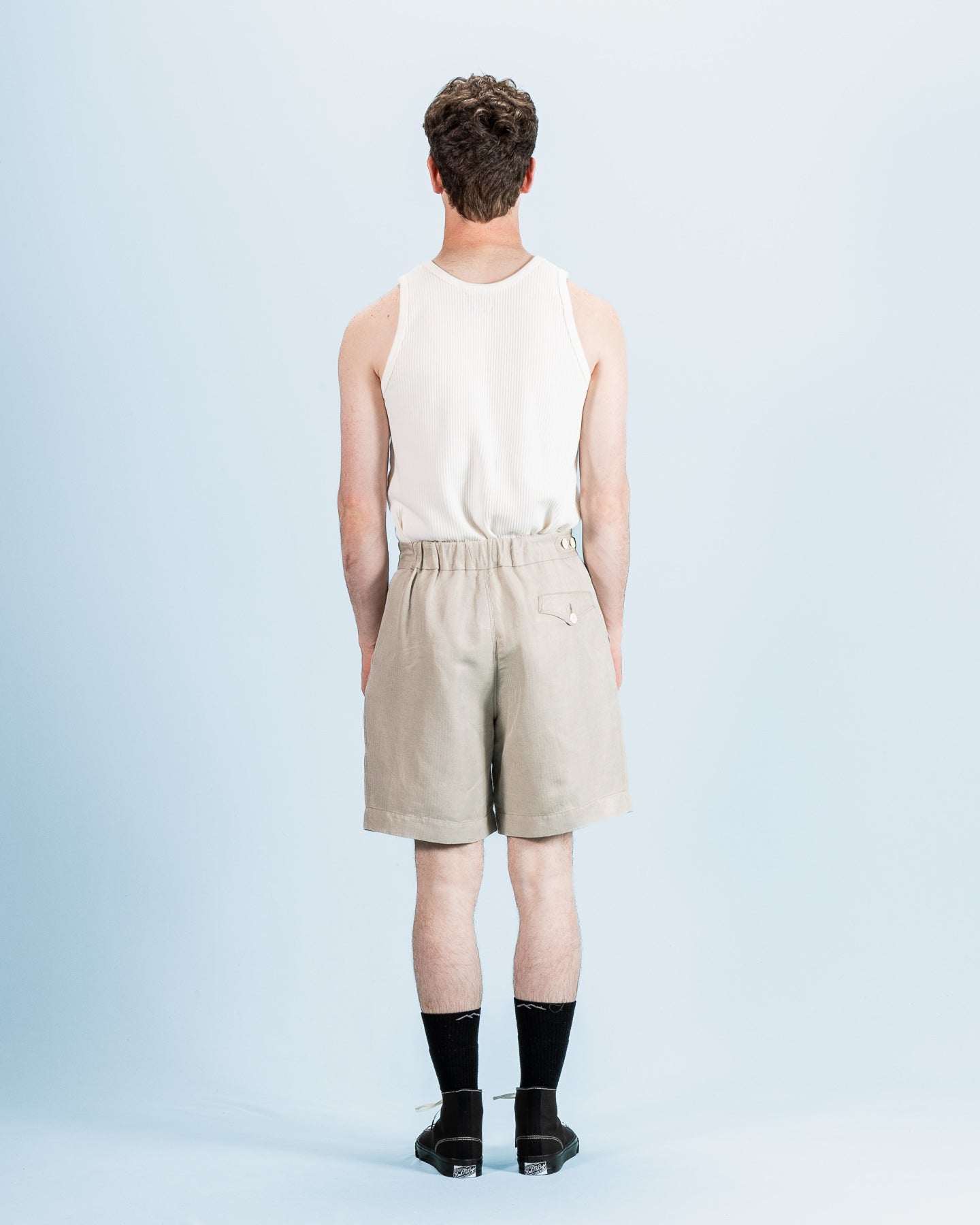 Oblique Shorts - Natural Silk Linen Fine HBT