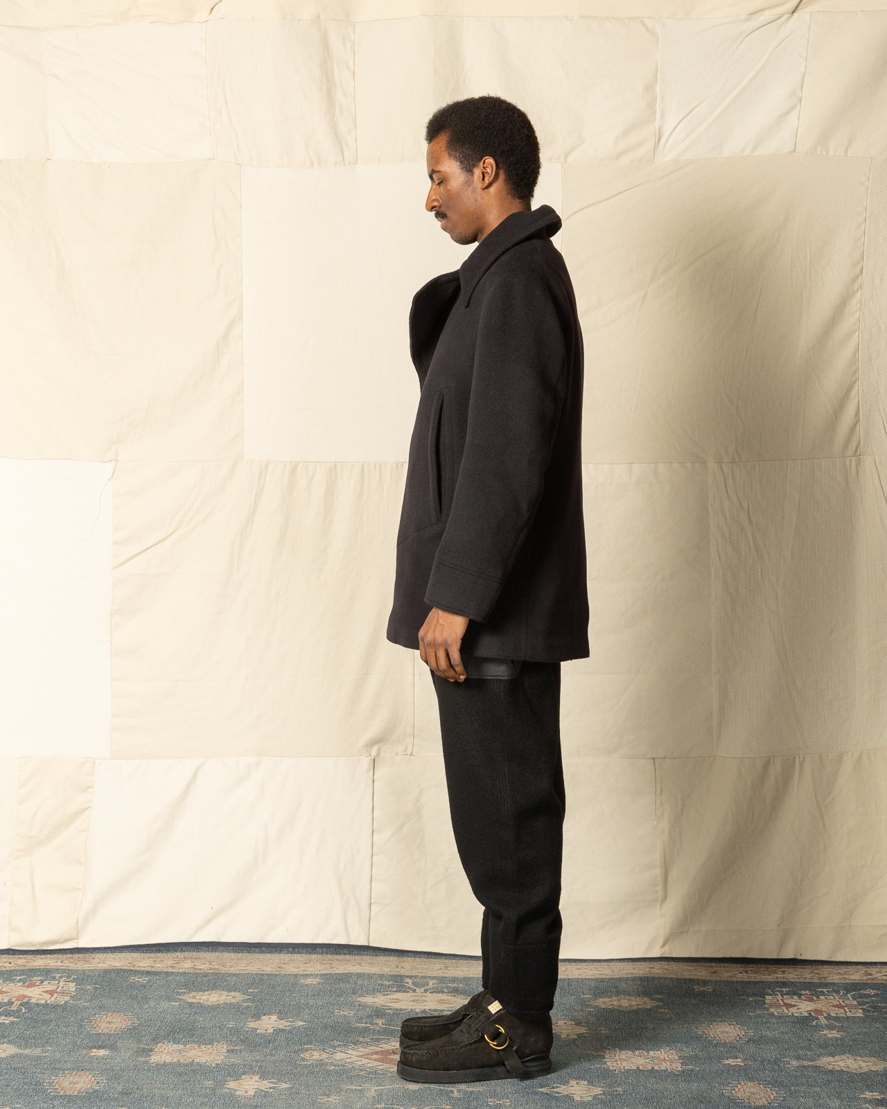 MotivMfg Platica Peacoat - Black Mallelieus Vintage Velour Overcoating - Standard & Strange