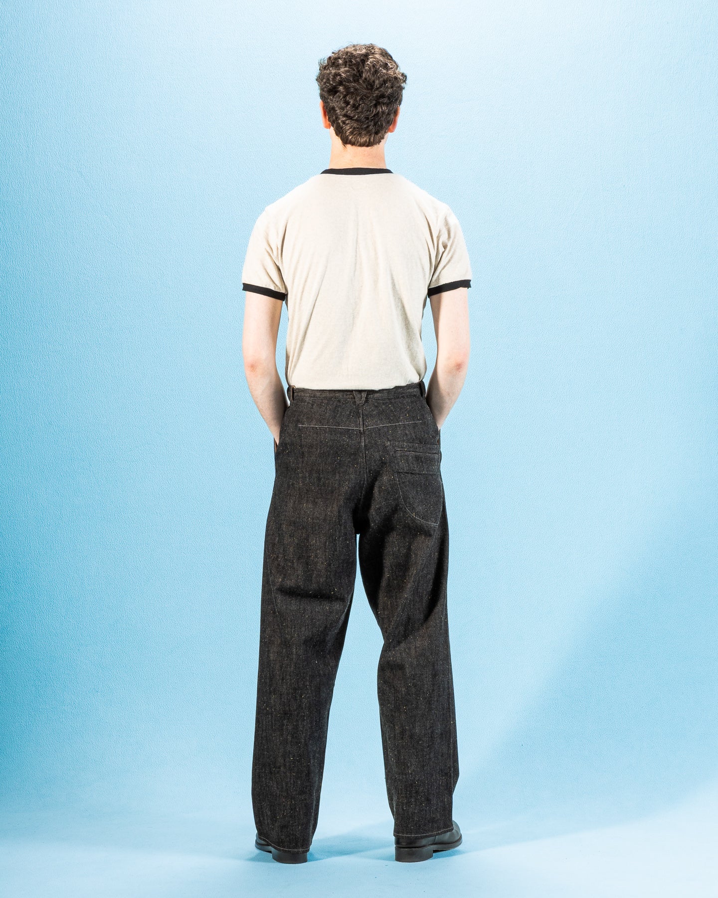 MotivMfg Pleat Denim Trousers - Char Brown Donegal Denim - Standard & Strange