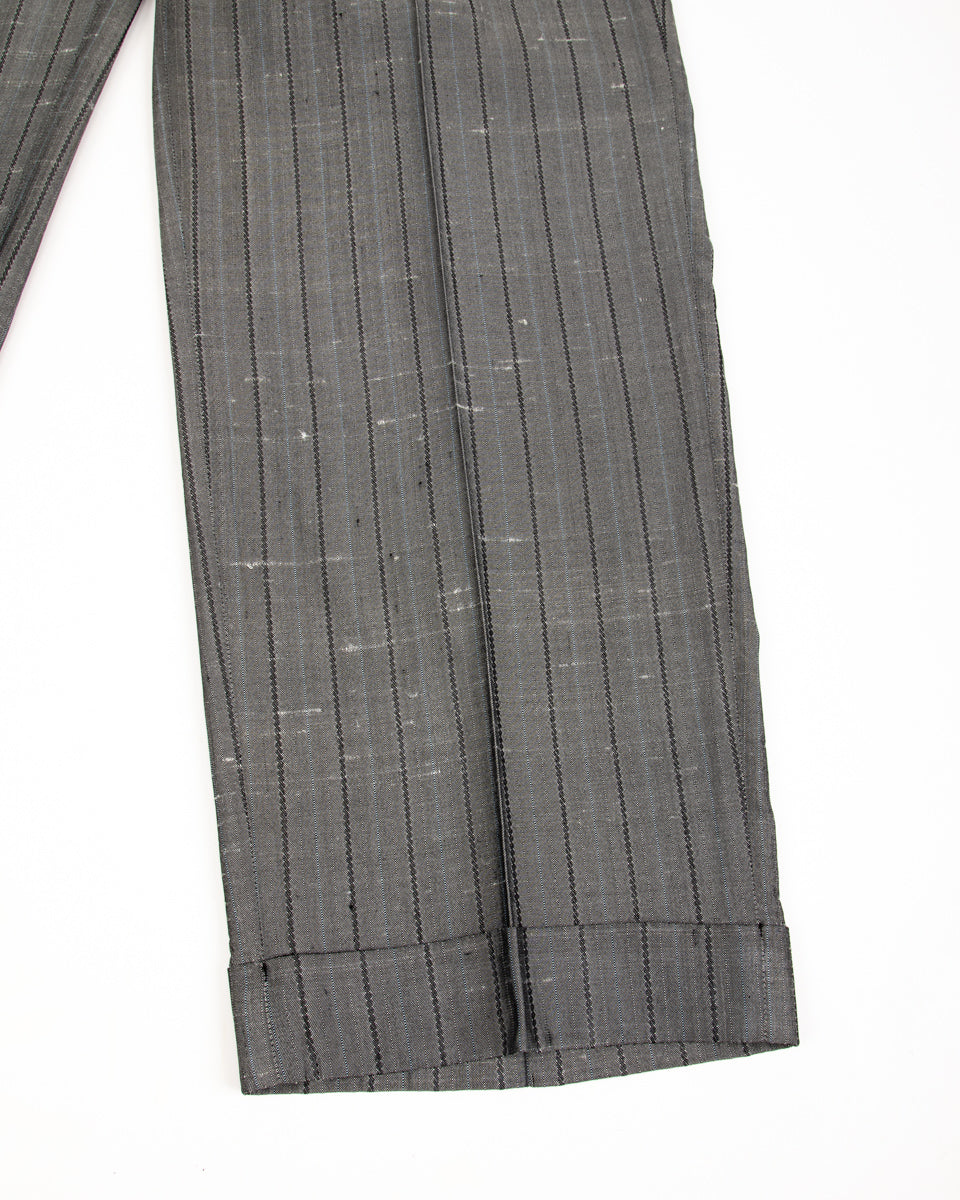 MotivMfg Robert Trousers - Vintage Grey Melange Stripe Dupioni - Standard & Strange