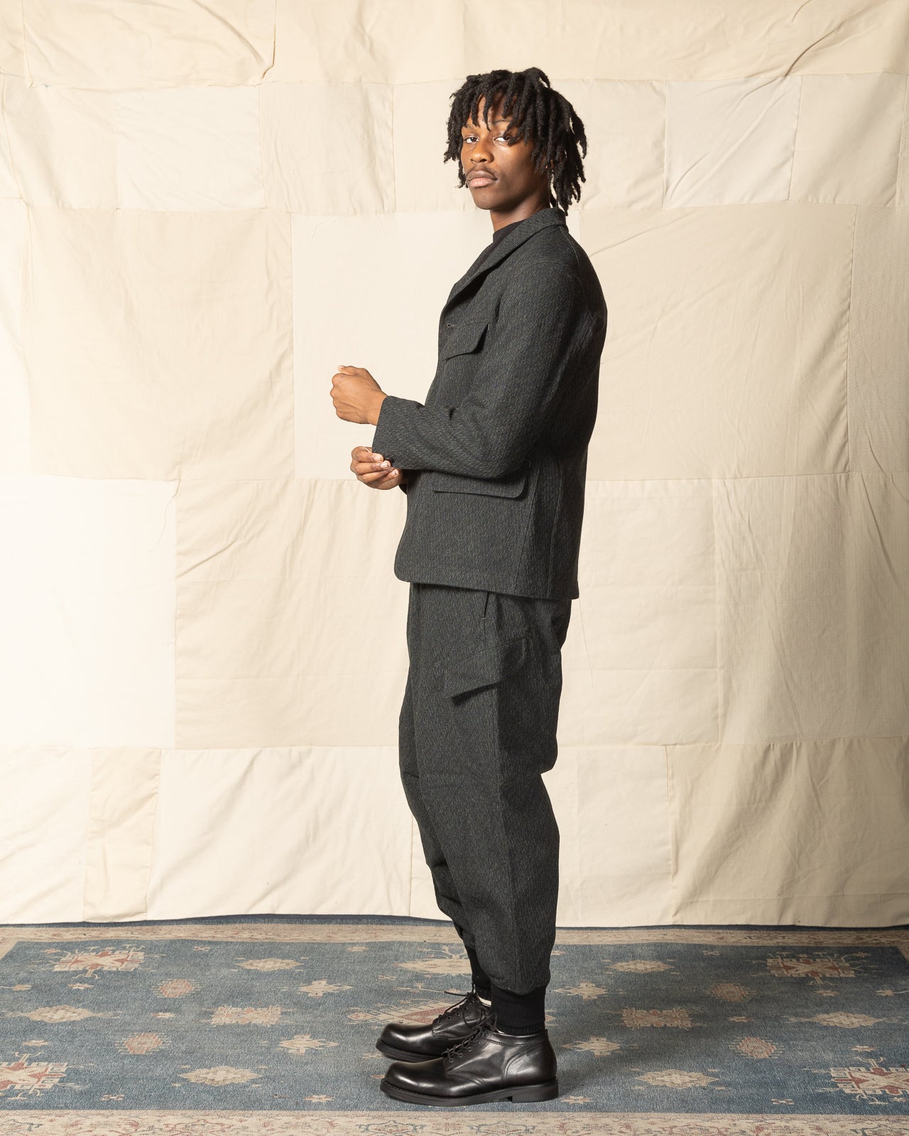 MotivMfg Ski Trousers - Forest Lovat Crepe Twist Sporting Tweed - Standard & Strange