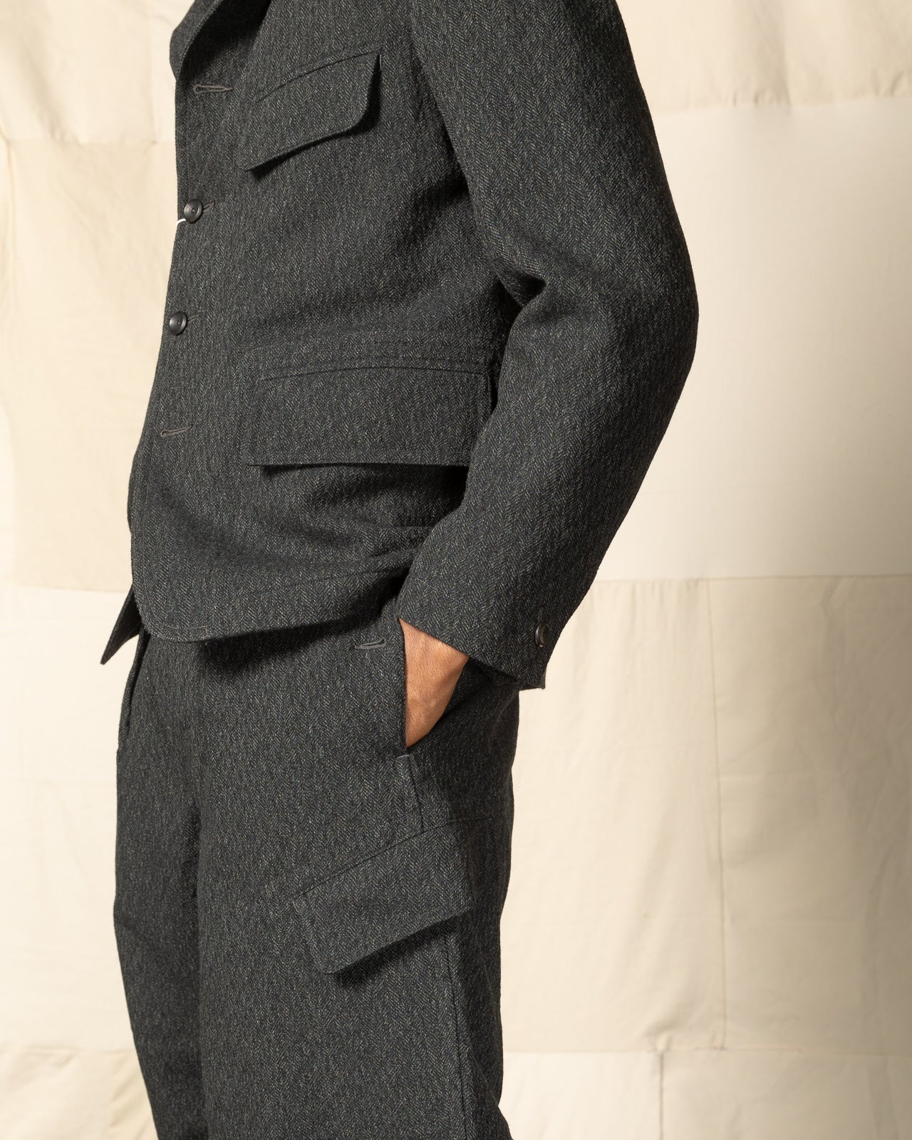 MotivMfg Ski Trousers - Forest Lovat Crepe Twist Sporting Tweed - Standard & Strange