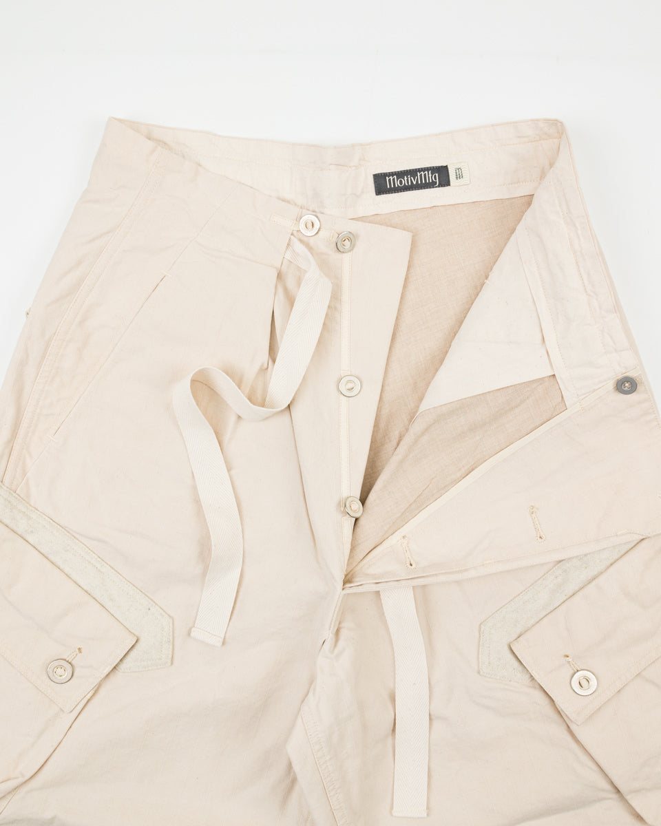 MotivMfg Adjustable Cargo Pants - Natural Ripstop Waxed Cotton - Standard & Strange