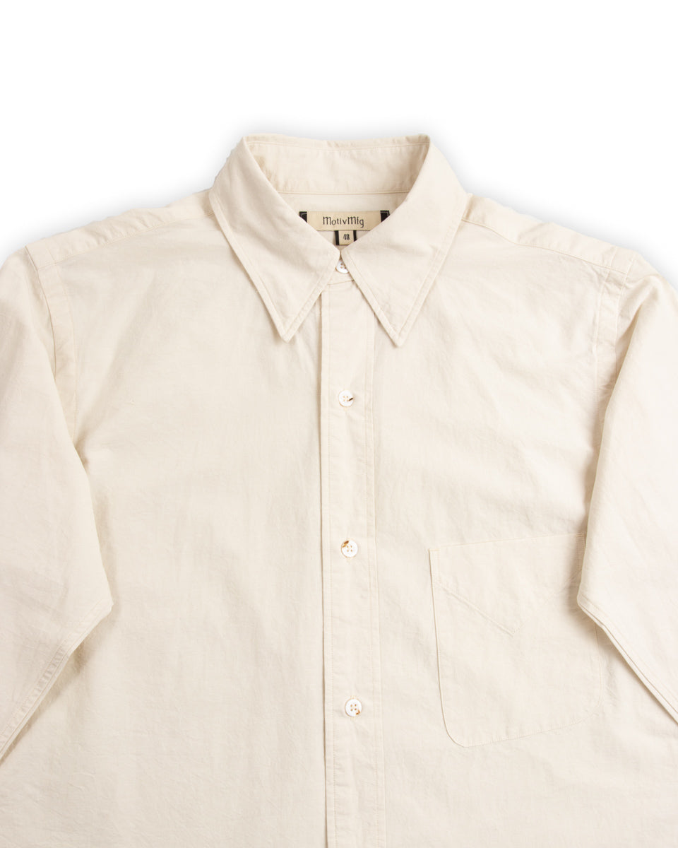 MotivMfg Authentic Fit BD Shirt - Lawn/Off White Japanese Cotton Hemp - Standard & Strange