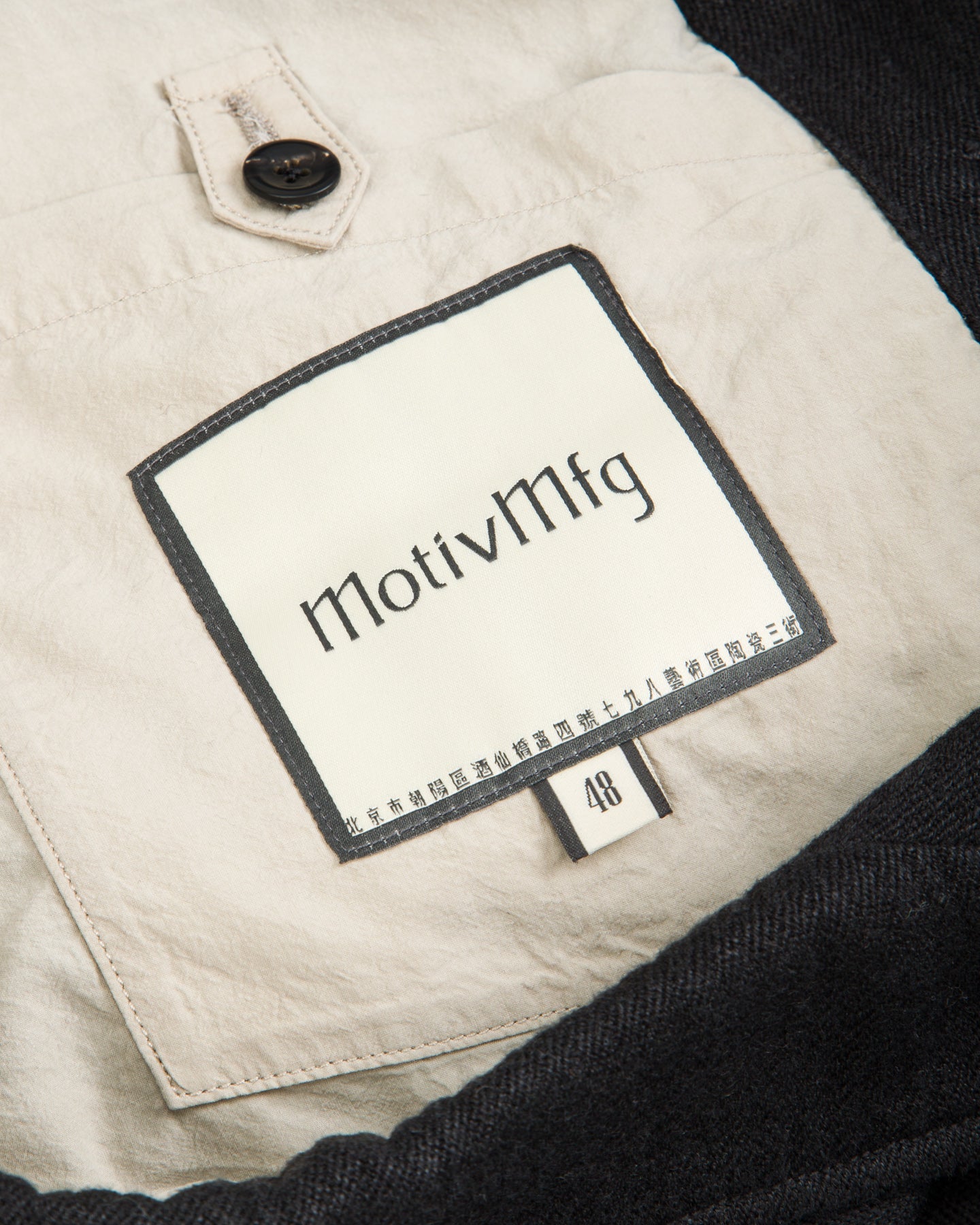 MotivMfg Continental Sack Jacket - Black Linen Wool Pique - Standard & Strange