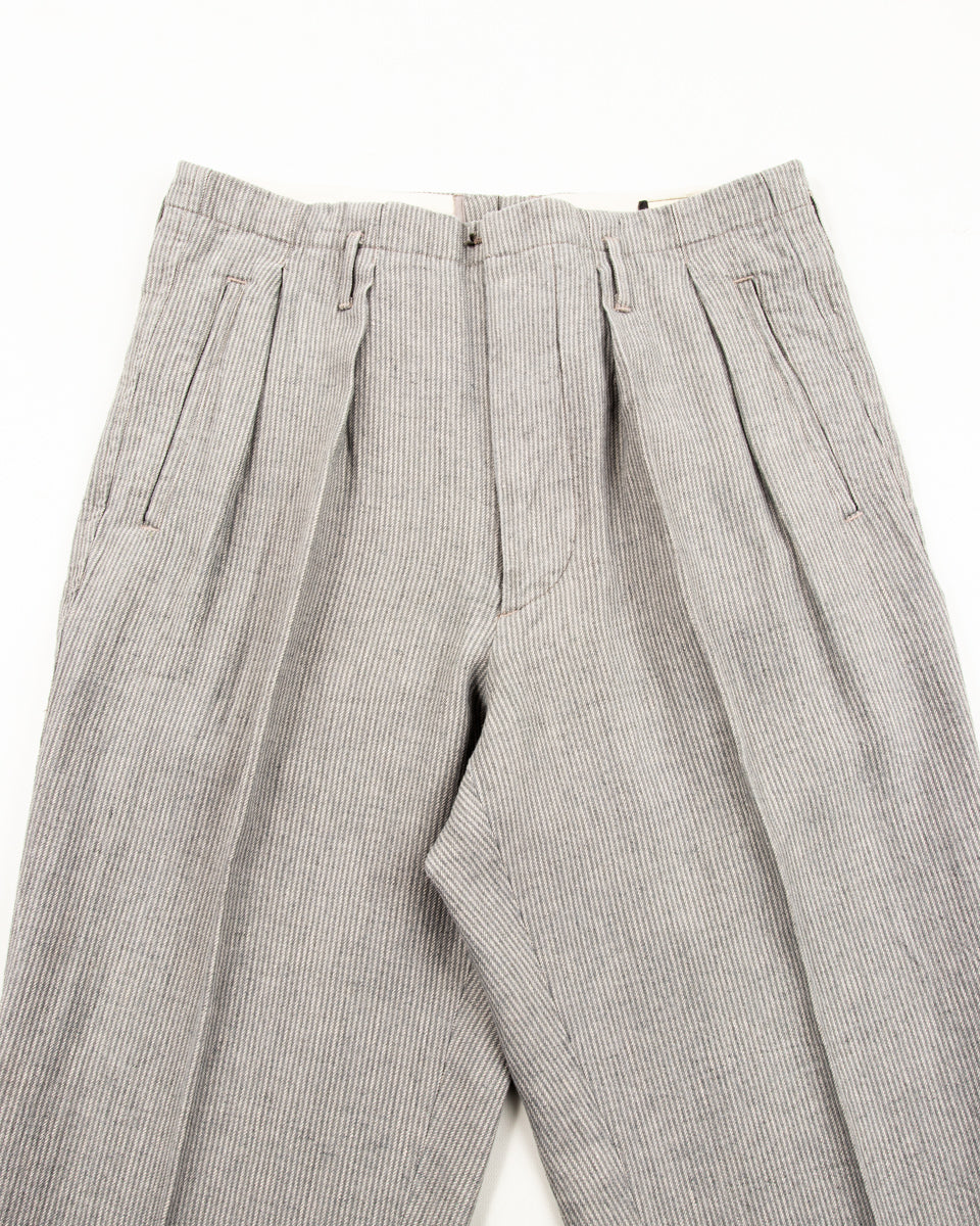 MotivMfg English Trousers - Light Grey Stripe High Twist Linen - Standard & Strange