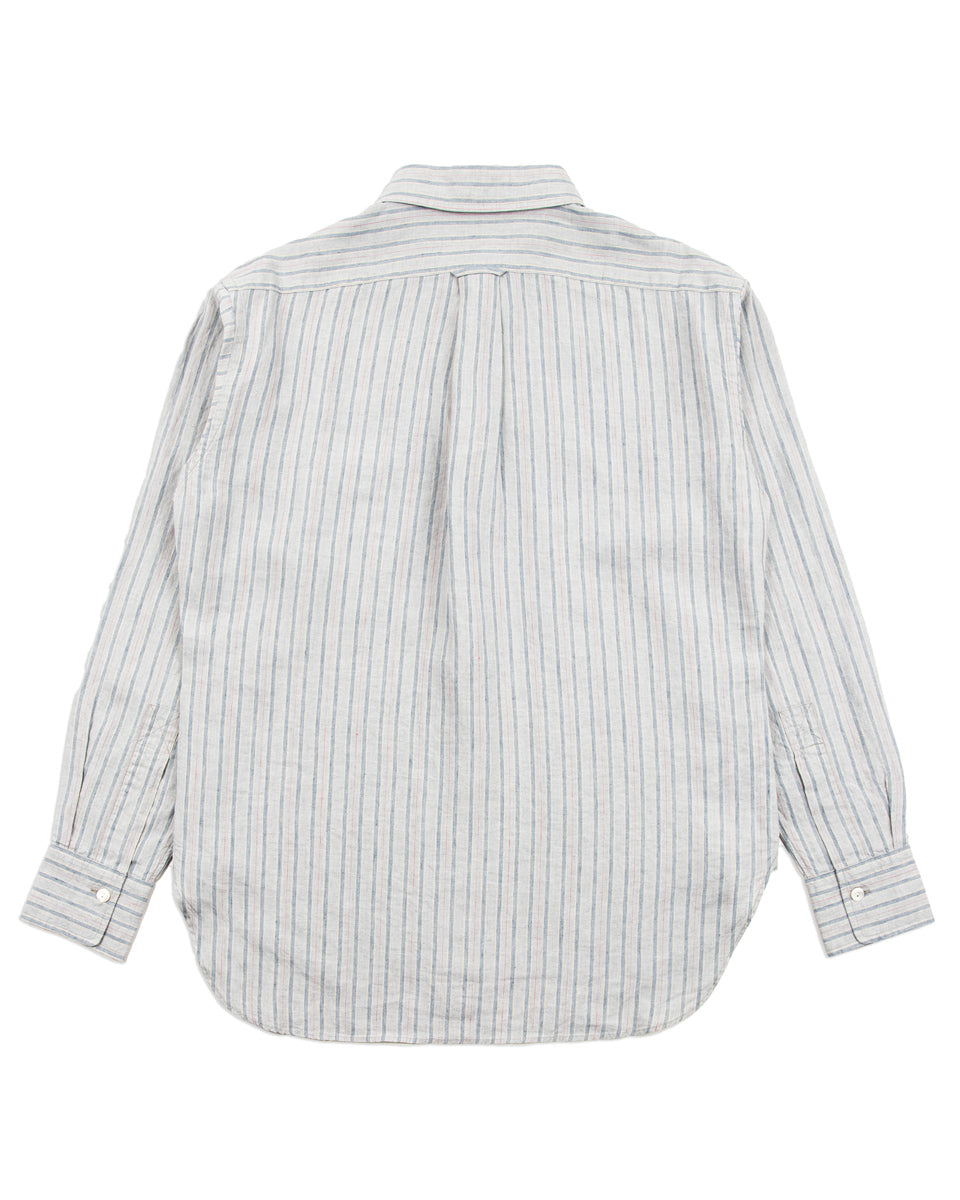 MotivMfg Gyorgy Shirt - Aqua Buff Scarlet Stripe Superfine Linen Broadcloth - Standard & Strange