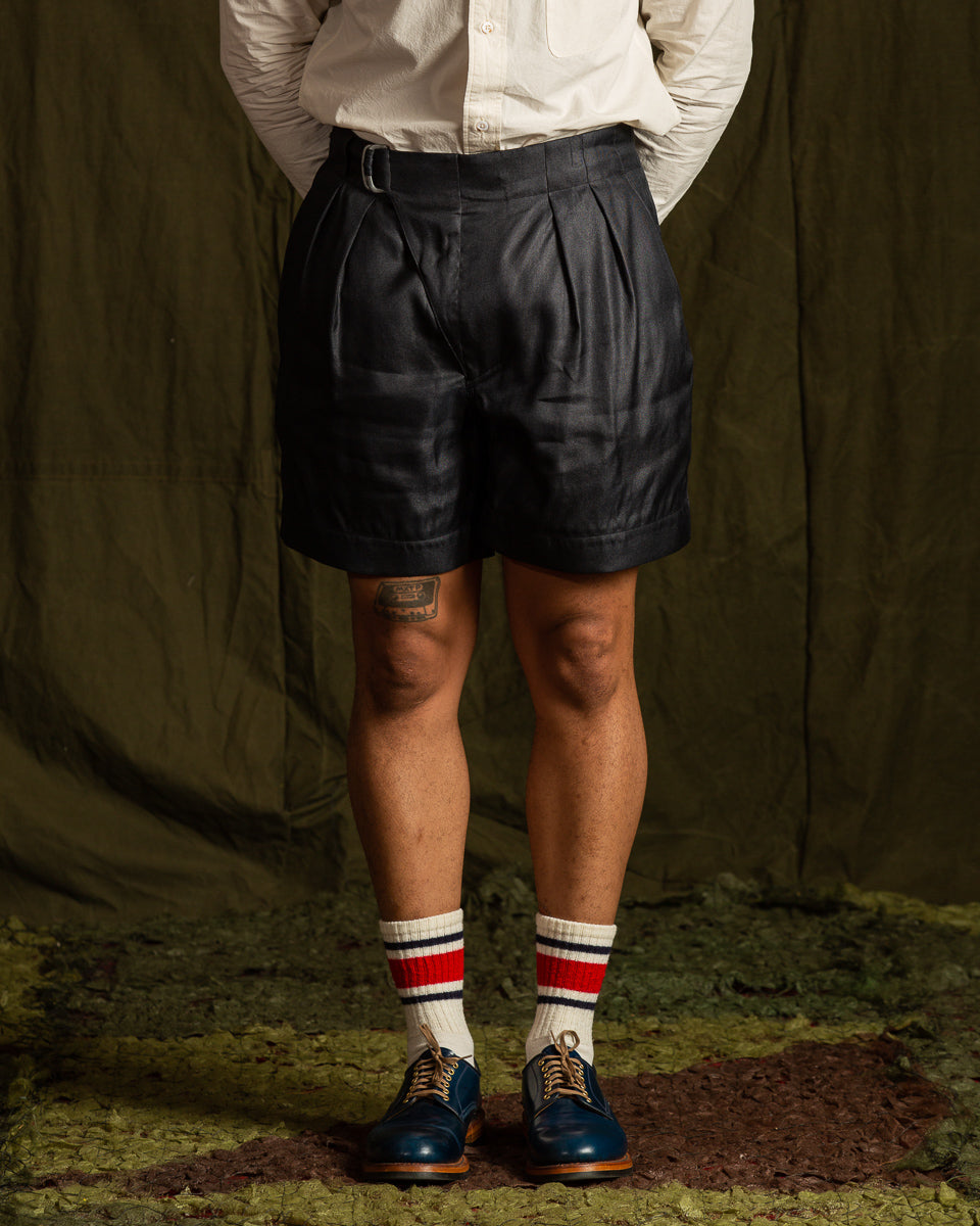 MotivMfg Oblique Shorts - High Twist Tussah Silk Twill/Midnight - Standard & Strange